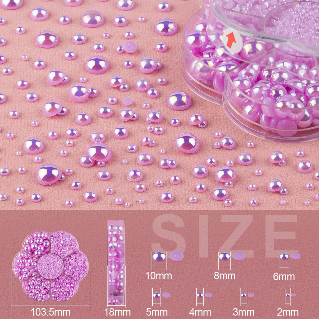 BELLEBOOST 5600pcs ABS Round Flat Back Beige Pearls Kit with Pickup Tools for Nail Art, Face, Body Decorations