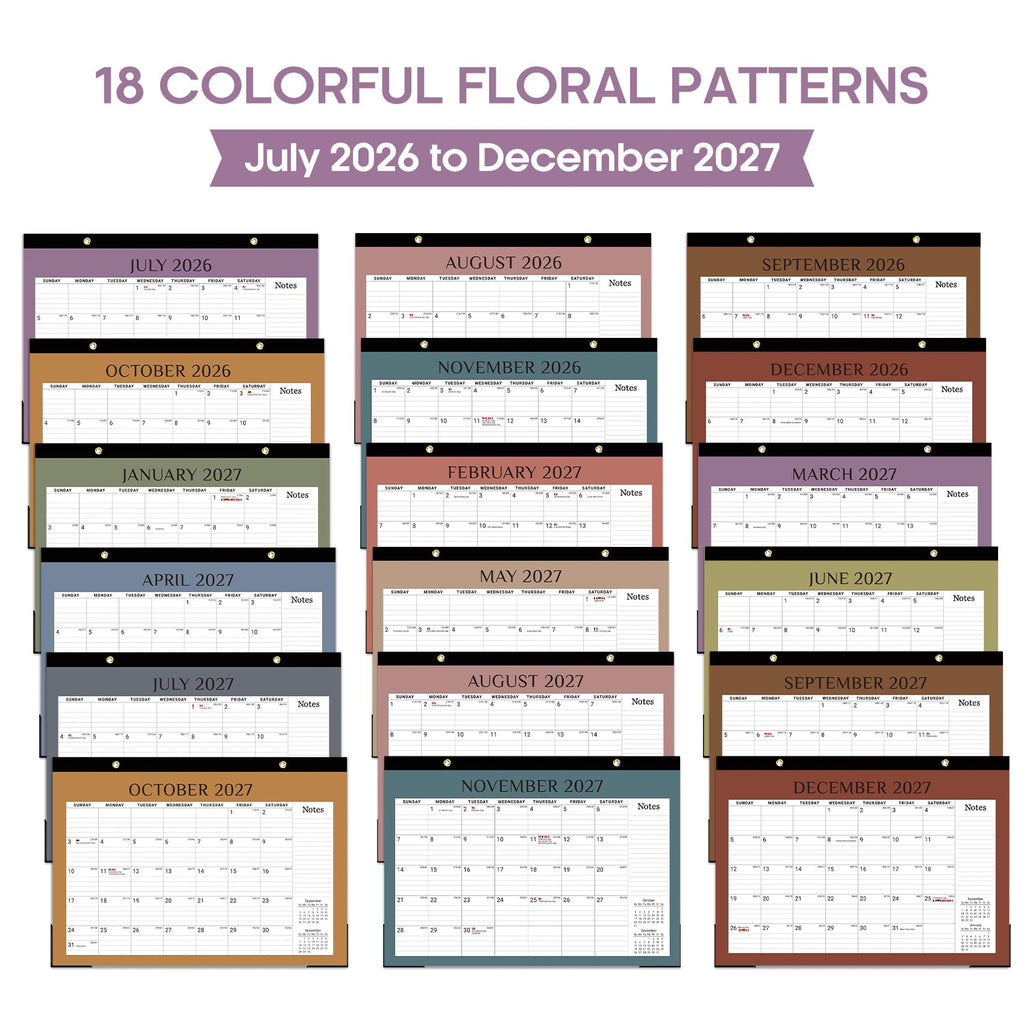 Desk Calendar 2026-2027, 21-Month Calendar Runs Until June 2027, Large 17" x 12" Monthly Desktop & Wall Calendar for Home & Office - Floral