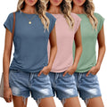 SUNBS 3 Pack Womens Summer Cap Sleeve T Shirts Business Casual Dressy Tops