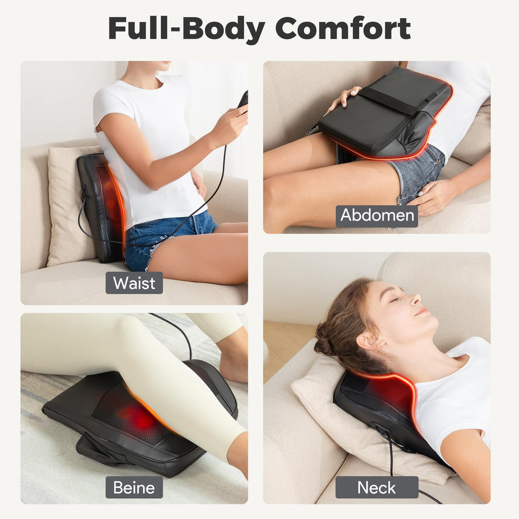 Brelley Neck and Back Massager for Pain Relief Deep Tissue with Heat, Shiatsu Shoulder Massager with Bi-Directional Rotating Head for Neck, Back, Shoulders, and Legs