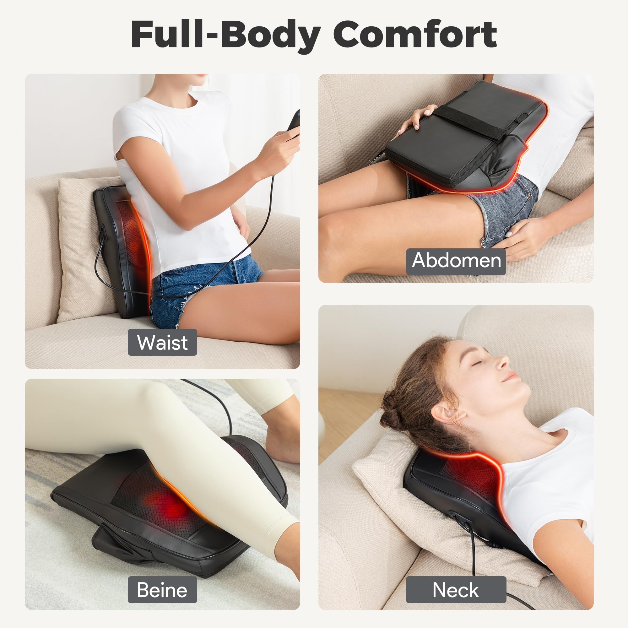 Brelley Neck and Back Massager for Pain Relief Deep Tissue with Heat, Shiatsu Shoulder Massager with Bi-Directional Rotating Head for Neck, Back, Shoulders, and Legs