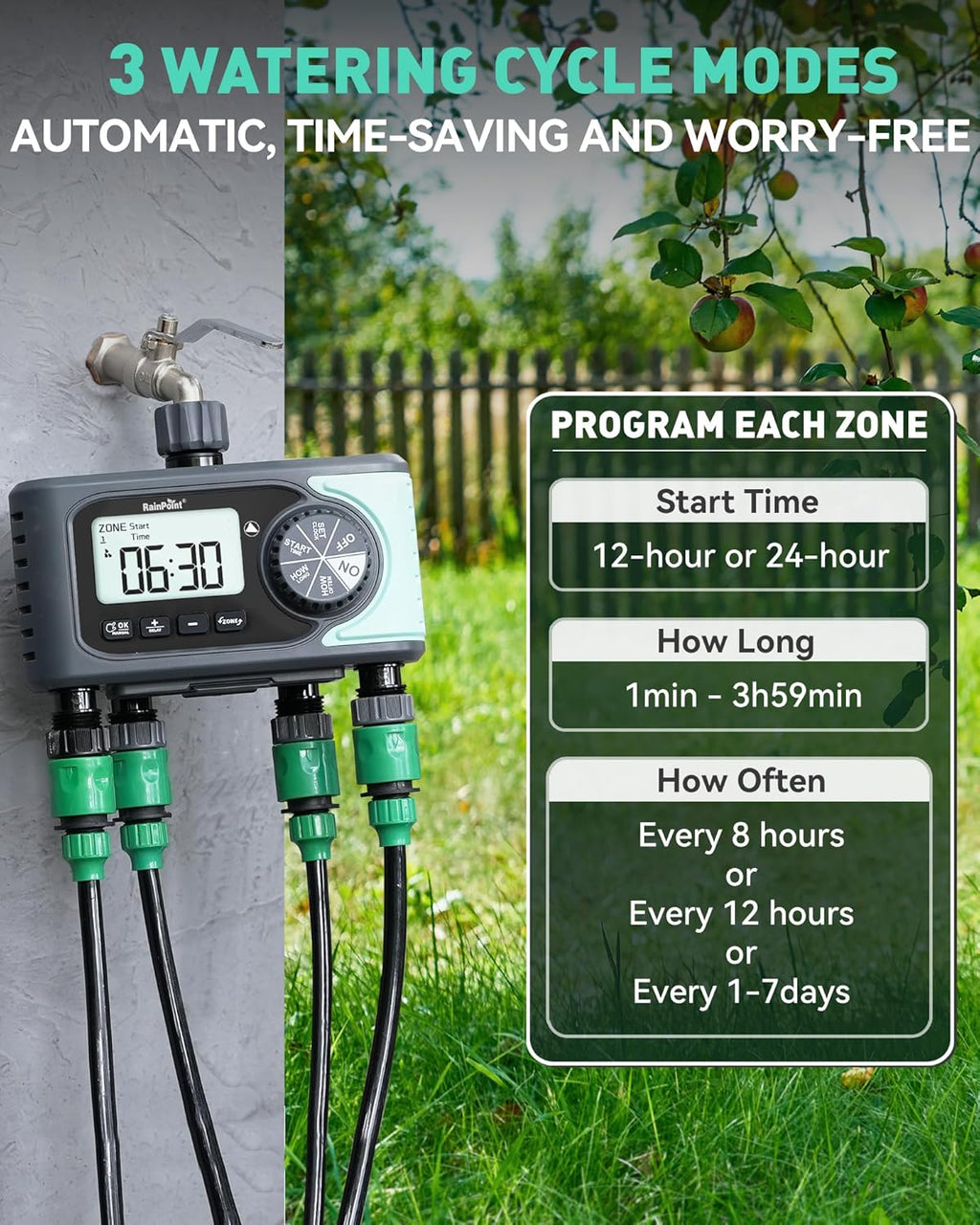 RAINPOINT Sprinkler Timer, Timed Irrigation Controller for Lawn