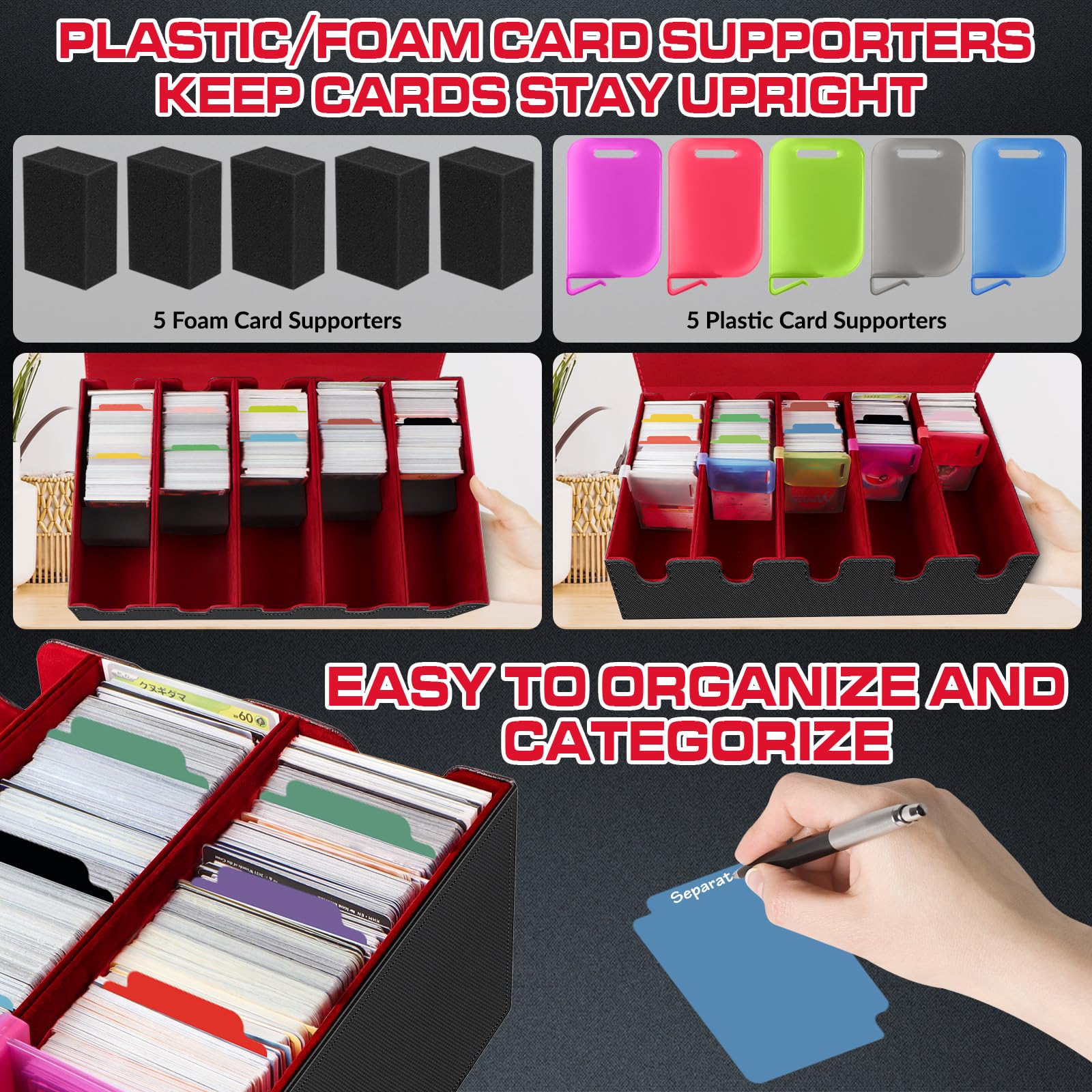 AOBOPLE Trading Card Storage Box,3200+ Card Box Storage with 24 Dividers and 4 Foam Supporters PU Leather Magnetic Cards Deck Case for MTG TCG Magic and Sport Cards,Great Gift for Card Collectors