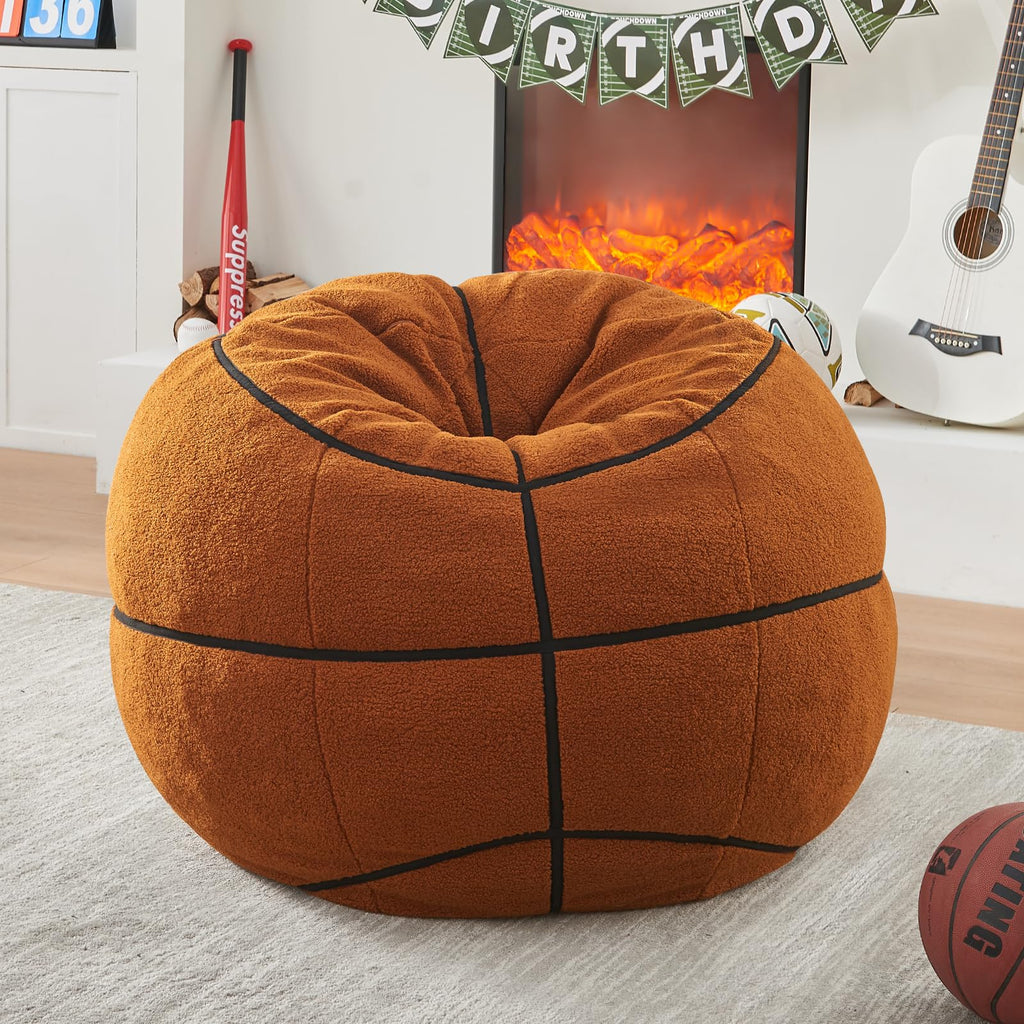 Sports Baseball Bean Bag Chair - Luxurious Bean Bag Chairs for Kids Teens Adults - Floor Sofa Couch with Filler - Plush BeanBag Furniture for Living Room Bedroom College Dorm - 32 Inch