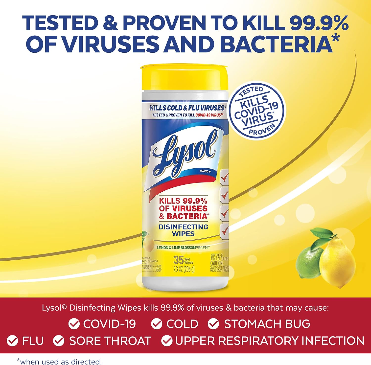 Lysol Disinfectant Wipes, For Disinfecting, Deodorizing, and Cleaning, Lemon & Lime Blossom, 35ct