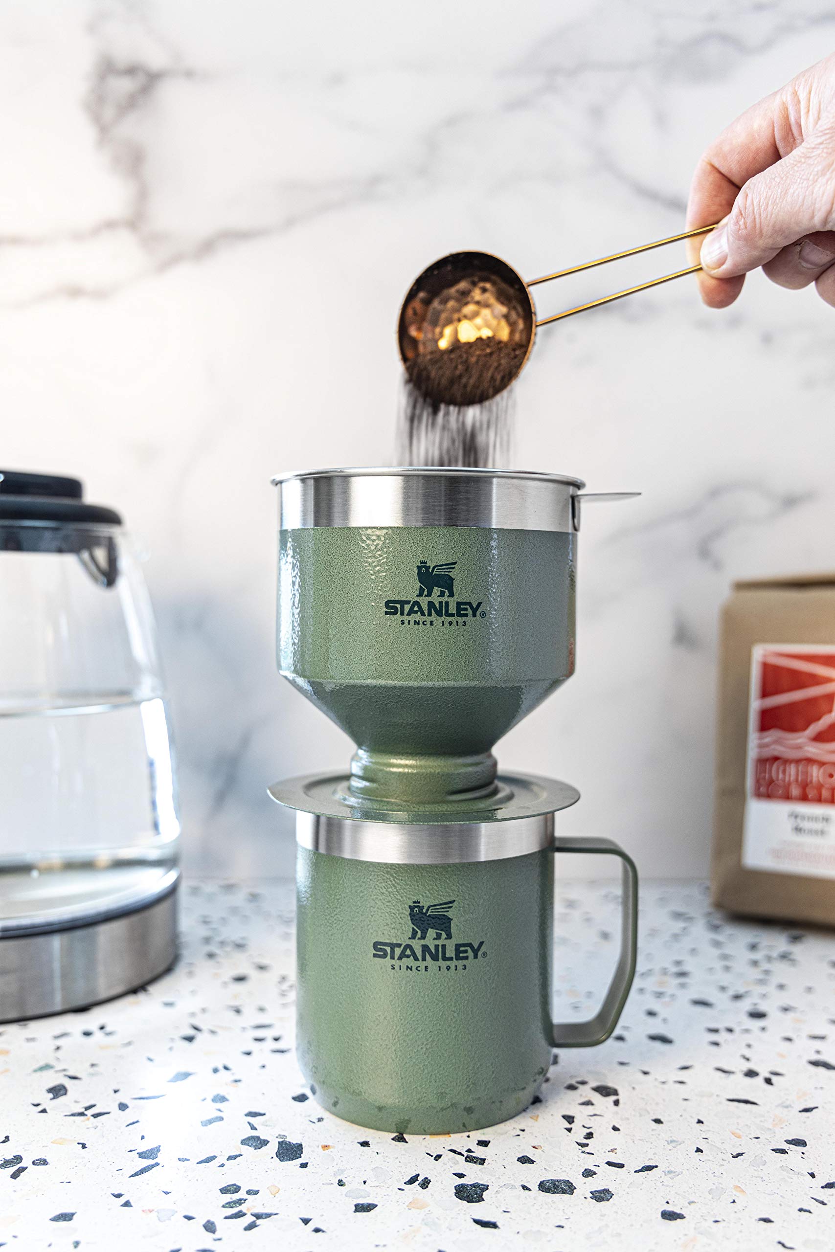 STANLEY Perfect Brew Pour Over | Manual Single Cup Coffee Maker | Drip Coffee Maker with Reusable Filter | Easy Clean Stainless Steel | BPA-Free | Charcoal Glow