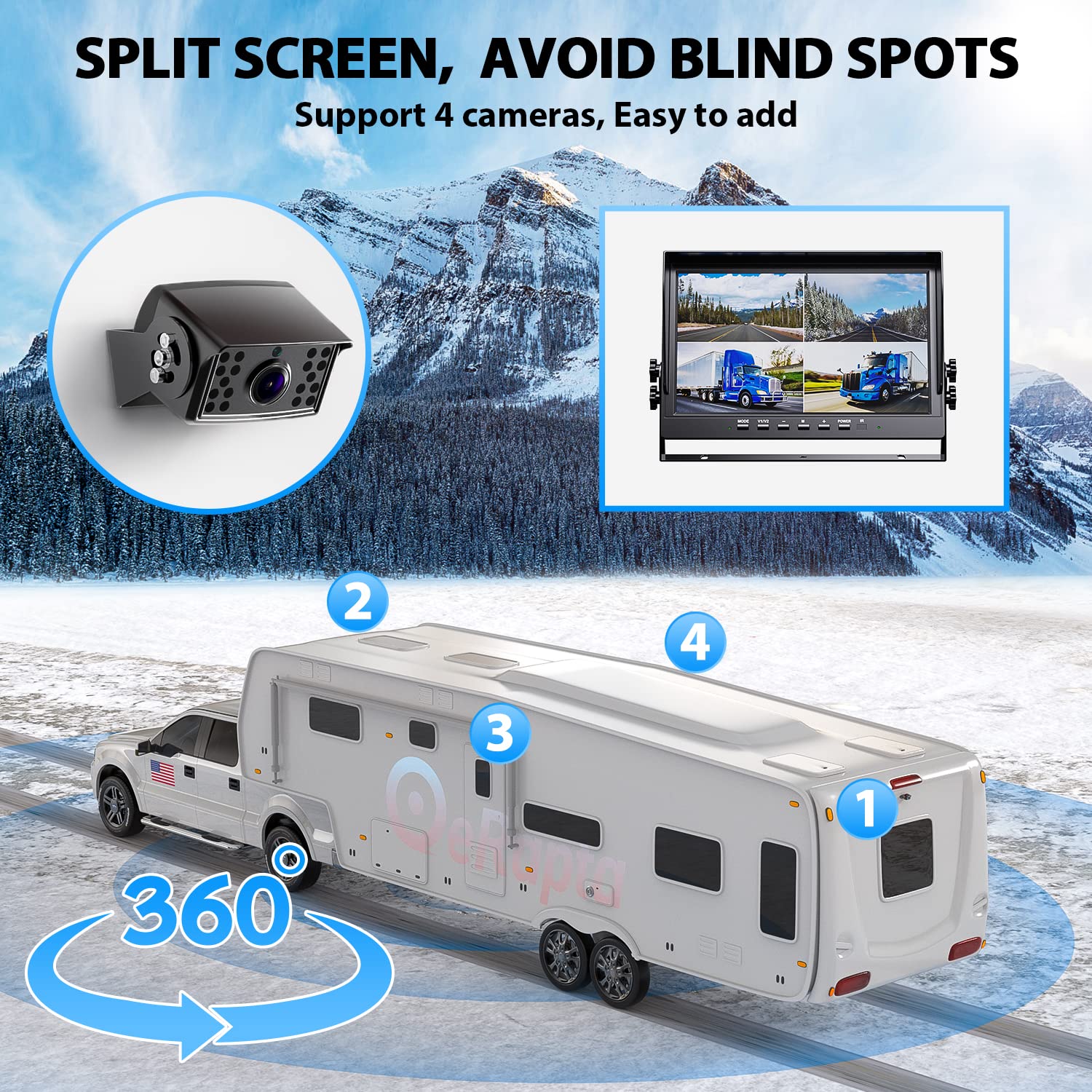 eRapta ERT01 HD Backup Camera Rear View License Plate Reverse Camera Universal for Pickup Truck Car SUV 149 Degree Perfect Angle Night Vision IP69K Level Waterproof