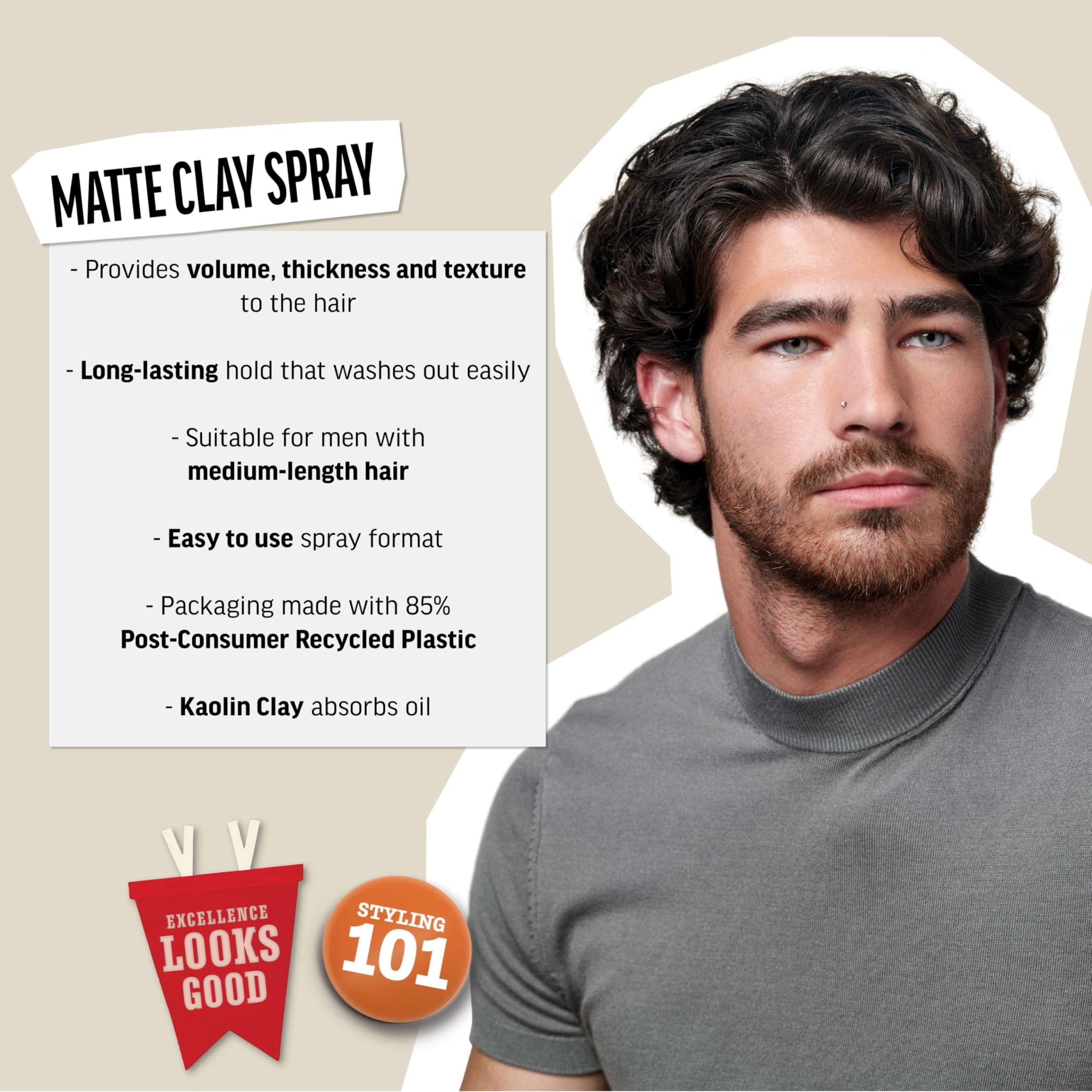 American Crew Matte Clay Spray For Men, Texturizing Spray with Matte Finish, Adds Texture, Volume & Thickness, 5.1 oz
