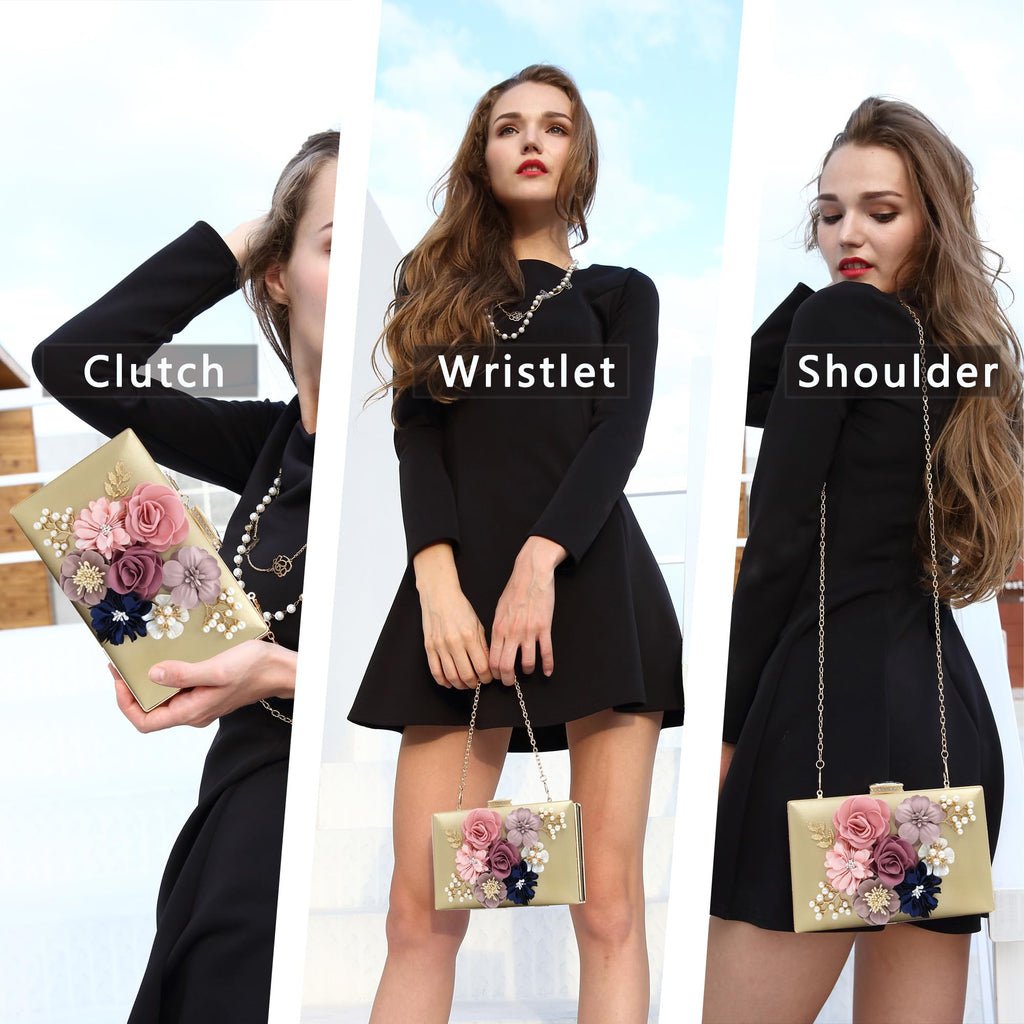 Evening Bag for Women, Flower Wedding Evening Clutch Purse Bride Floral Clutch Bag