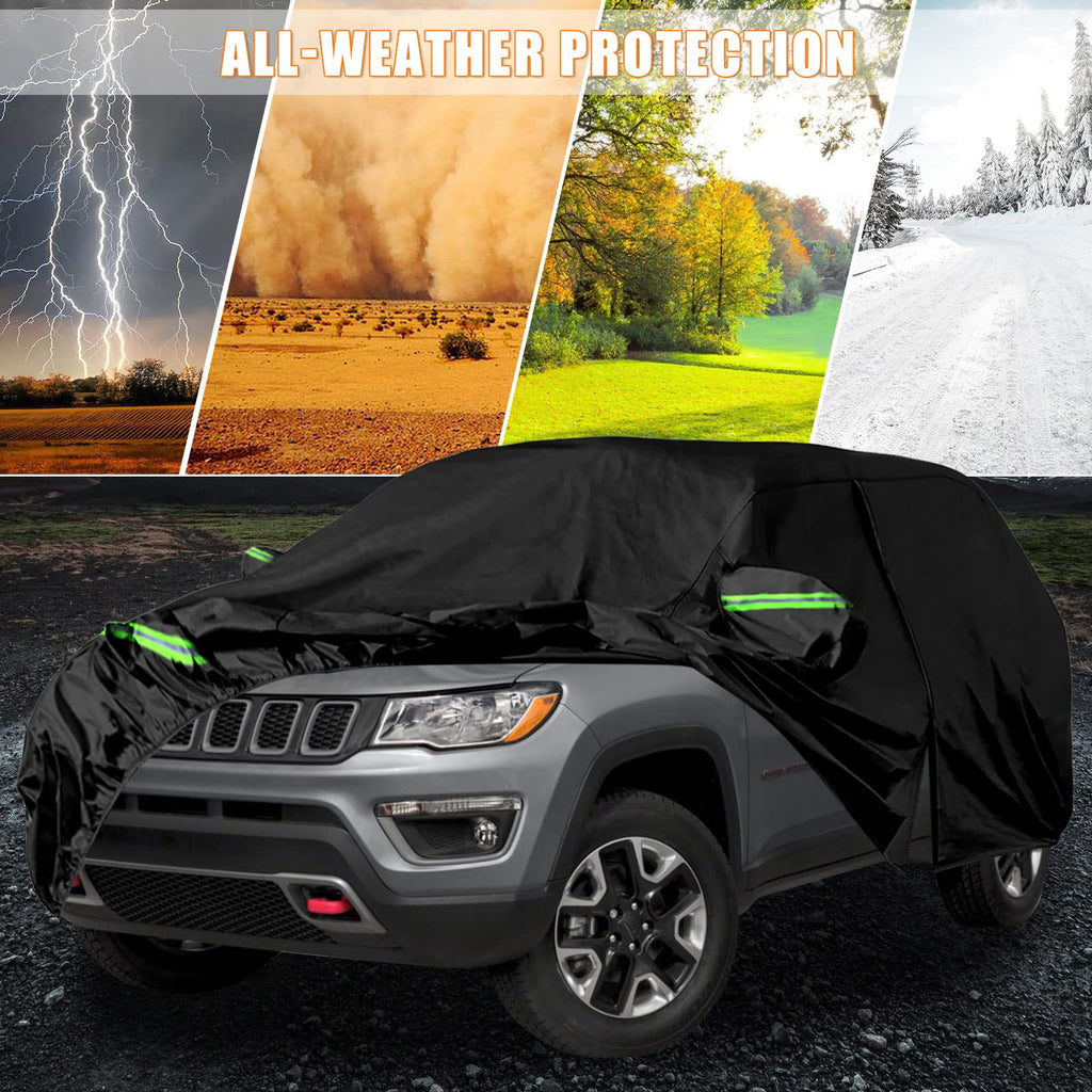 Waterproof Car Cover Replace for 1993-2010 Jeep Grand Cherokee, 6 Layers All Weather Car Cover with Zipper Door & Windproof Bands for Snow Rain Dust Protection