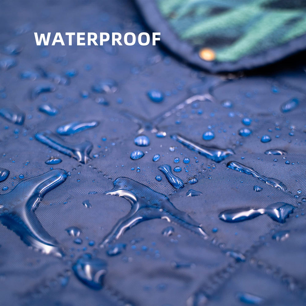 Large Outdoor Waterproof Blanket Extra Thick Fleece Stadium Blanket for Camping, Car, Pet, Picnics - Windproof, Wearable, Machine Washable 80" x 58" (Black Check)