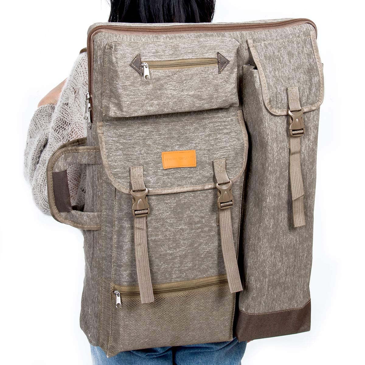 TRANSON Art Portfolio Case Artist Backpack Canvas Bag Large 26” x 19.5”