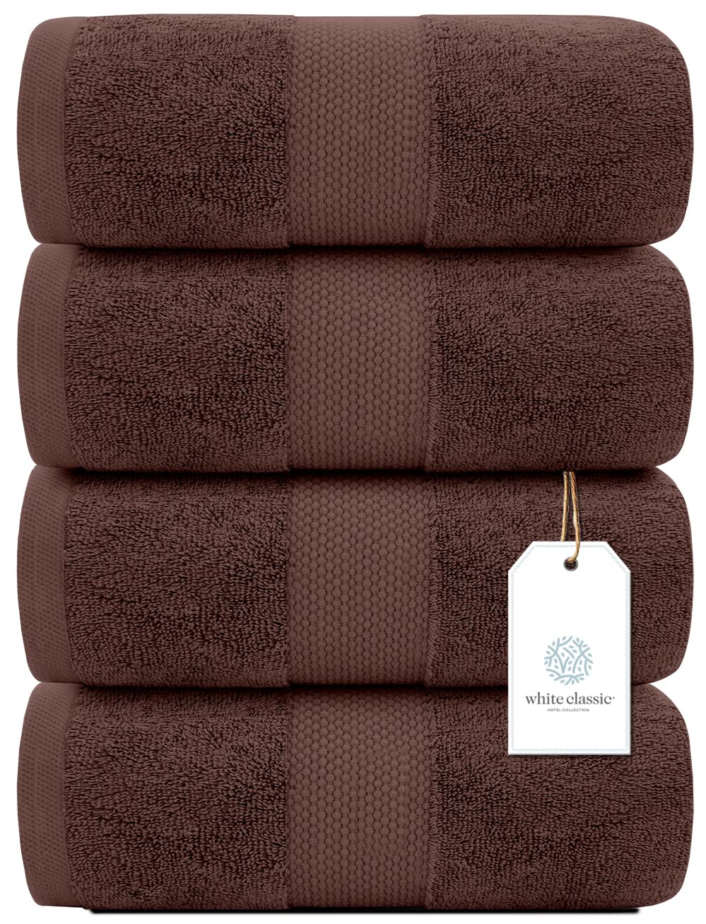 White Classic Luxury Bath Towels Set of 4 Large - 700 GSM Turkish Cotton Ultra Soft Bath Towels 27x54 | Highly Absorbent and Quick Dry | Hotel Towels for Bathroom Luxury, Plush Shower Towels, White
