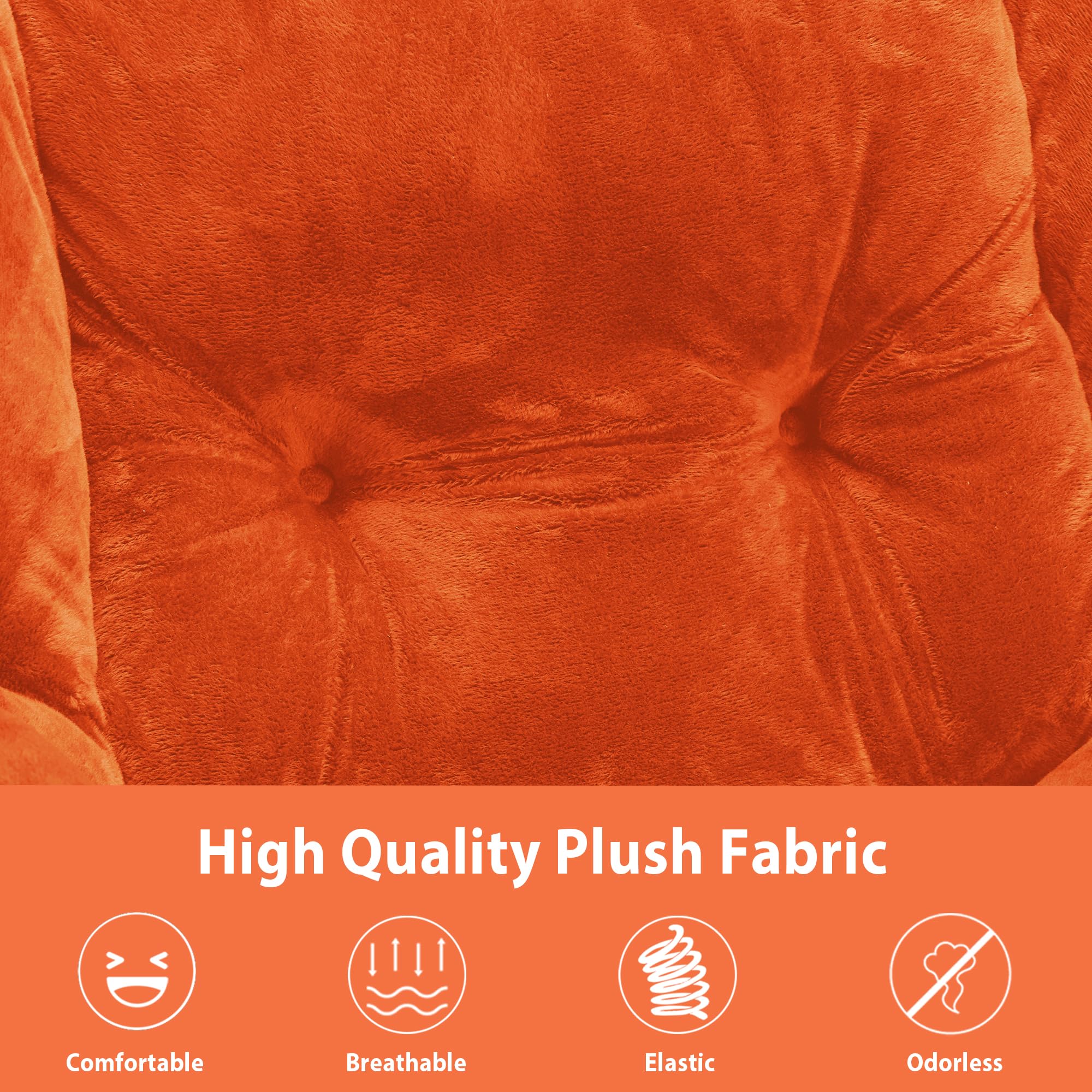 Youtanic Lazy Chair with Folding Ottoman, Accent Chair Velvet Upholstered with Metal Structure and Non-Slip Pads, Sofa Armchair with Footrest and Side Storage Bag for Dorm, Room, Office, Beige