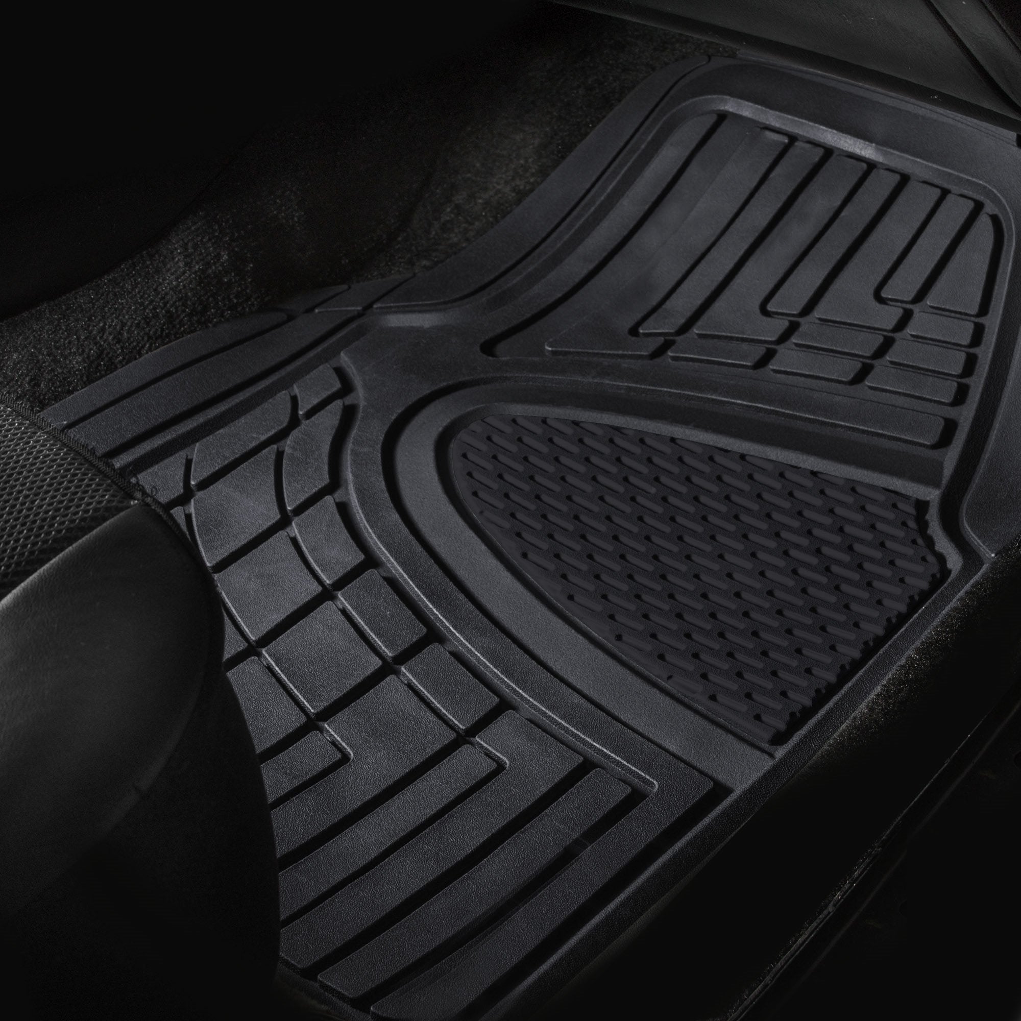 FH Group Automotive Floor Mats - Heavy-Duty Rubber Floor Mats for Cars, Universal Fit Full Set, Climaproof Floor Mats, Trimmable Floor Mats for Most Sedan, SUV, Truck Floor Mats Beige