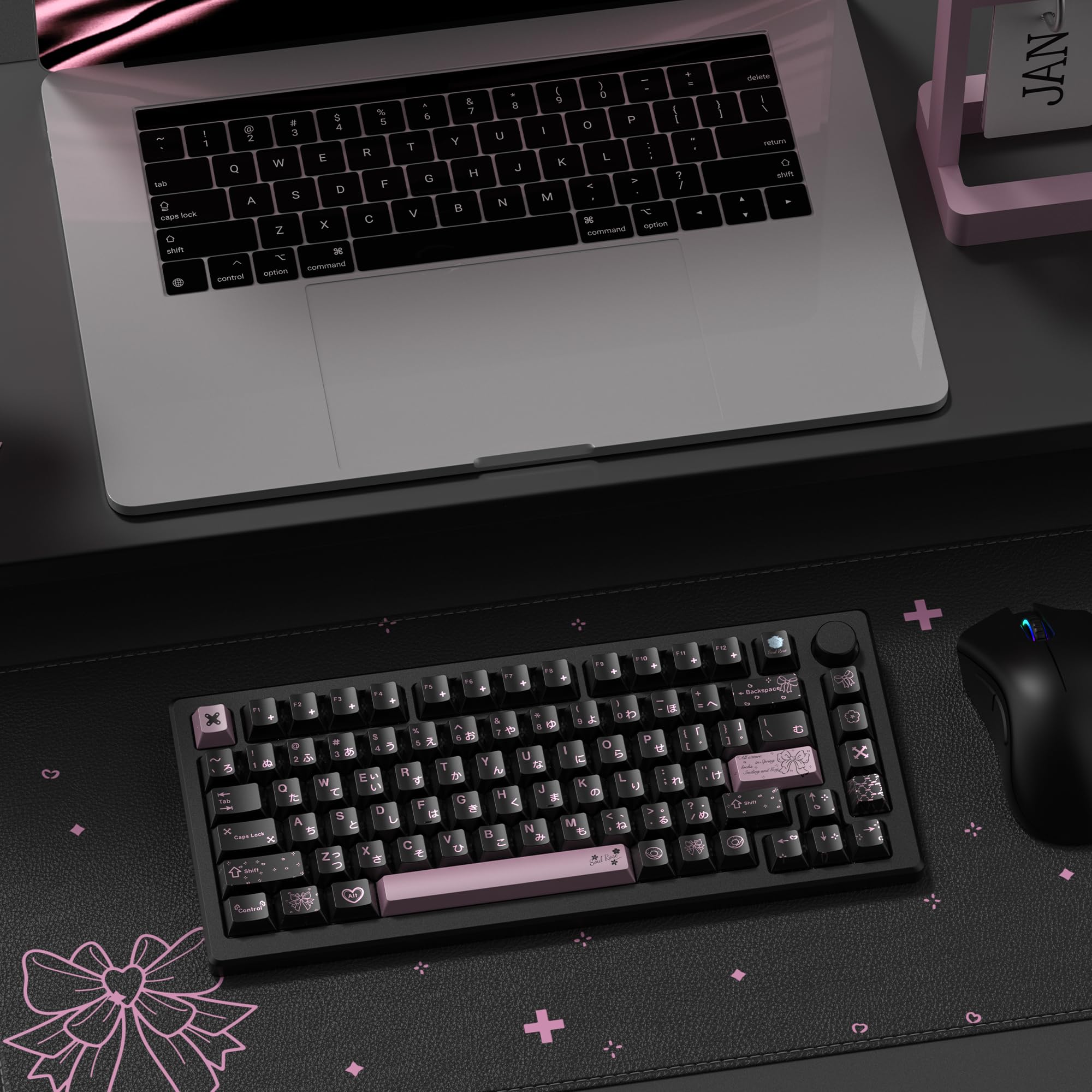 dagaladoo Black Topographic keycaps Double Shot PBT keycaps Shine Through Keyboard Keys Side Printed Key caps Cherry Profile Custom keycap Set for100%, 75%, 65%, 60% US Layout Mechanical Keyboard