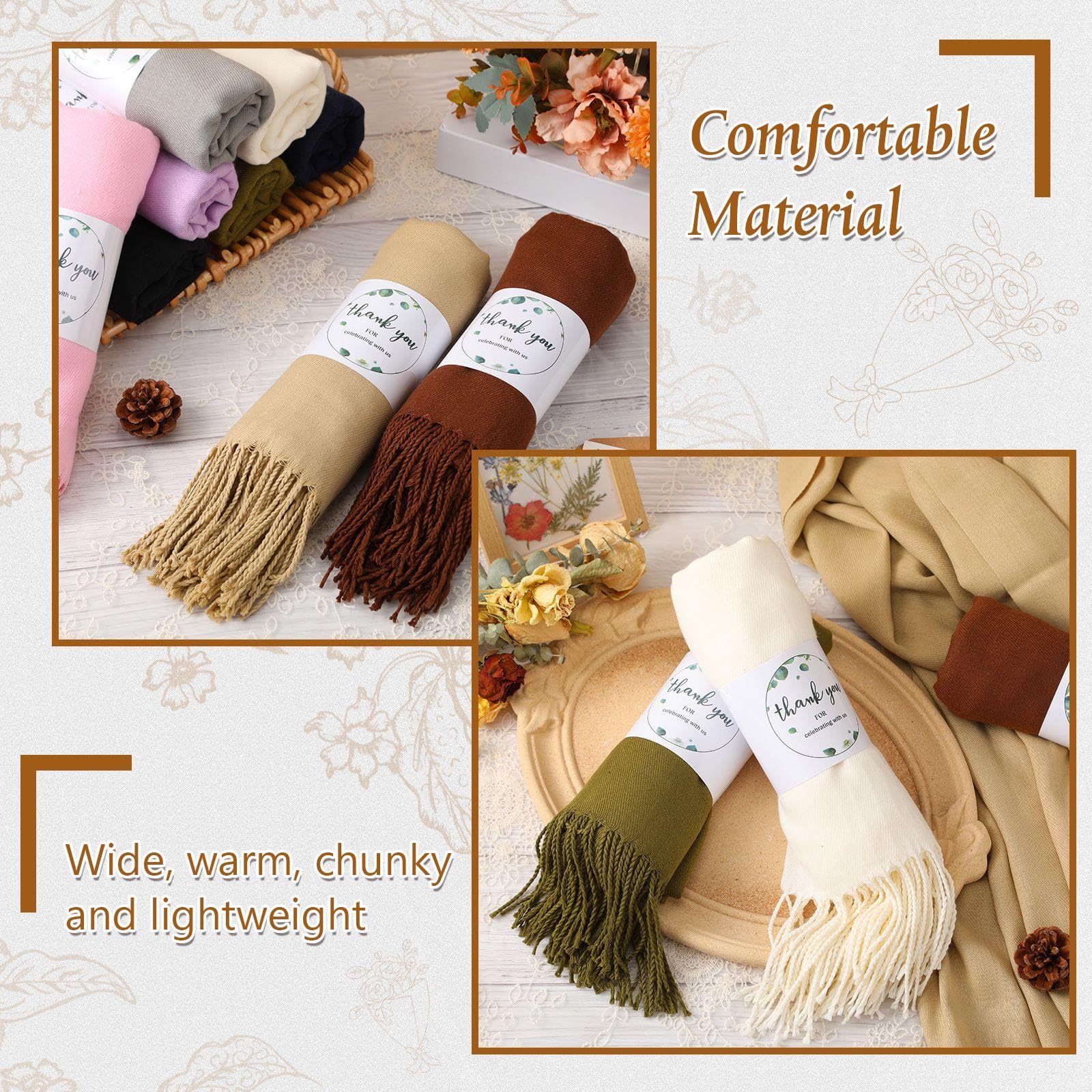 Ramede 50/100 Bulk Wedding Shawl Scarf for Women 79 x 28 Guests Shawl Wraps Gifts for Women Bridal Shawls with Thank Cards