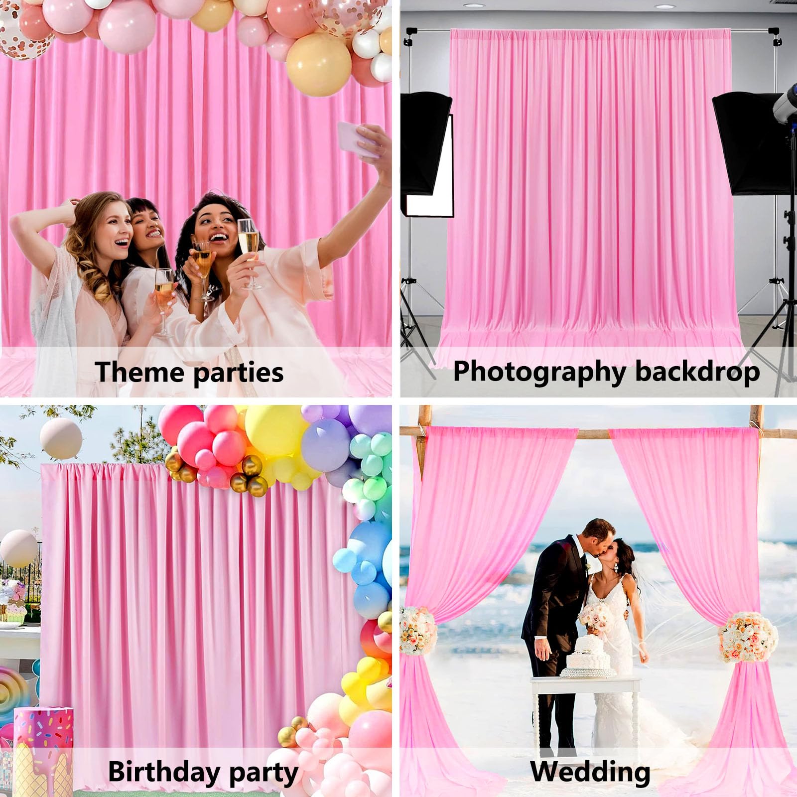 10 x 10 Feet Black A Backdrop Curtain for Partie, Background Curtains for Photoshoot, Birthday, Wedding, Halloween, Thanksgiving, Christmas, New Year Party Decorations 5Ft x 10Ft, 2 Panels