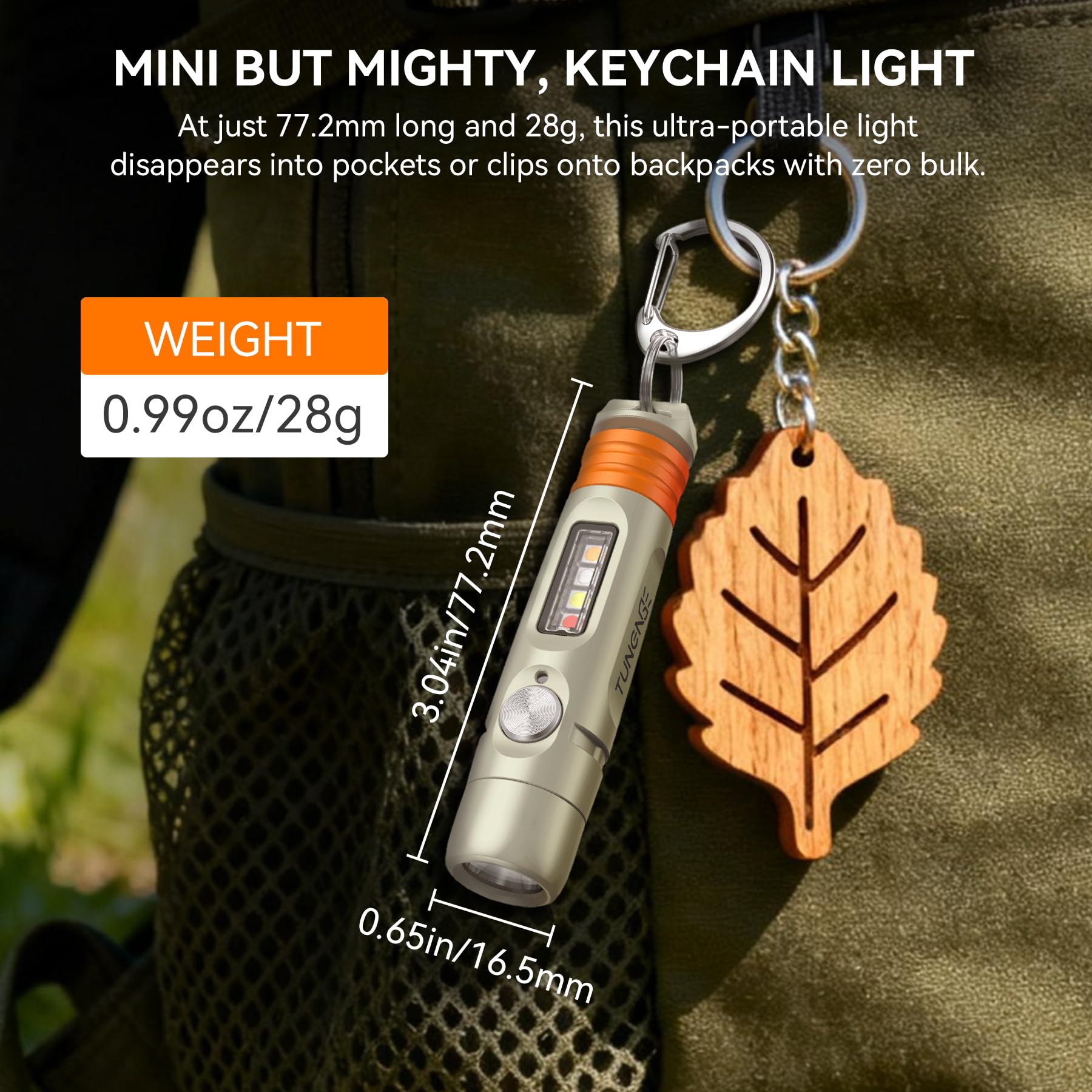 S15PRO-TK 7075 Aluminum Keychain Flashlight Rechargeable, 750 Lumens EDC Mini Flashlight, Pocket Light with 5 Side Light + Screwdriver & Quick-Release Tail Cap for Emergencies, Maintenance, Khaki