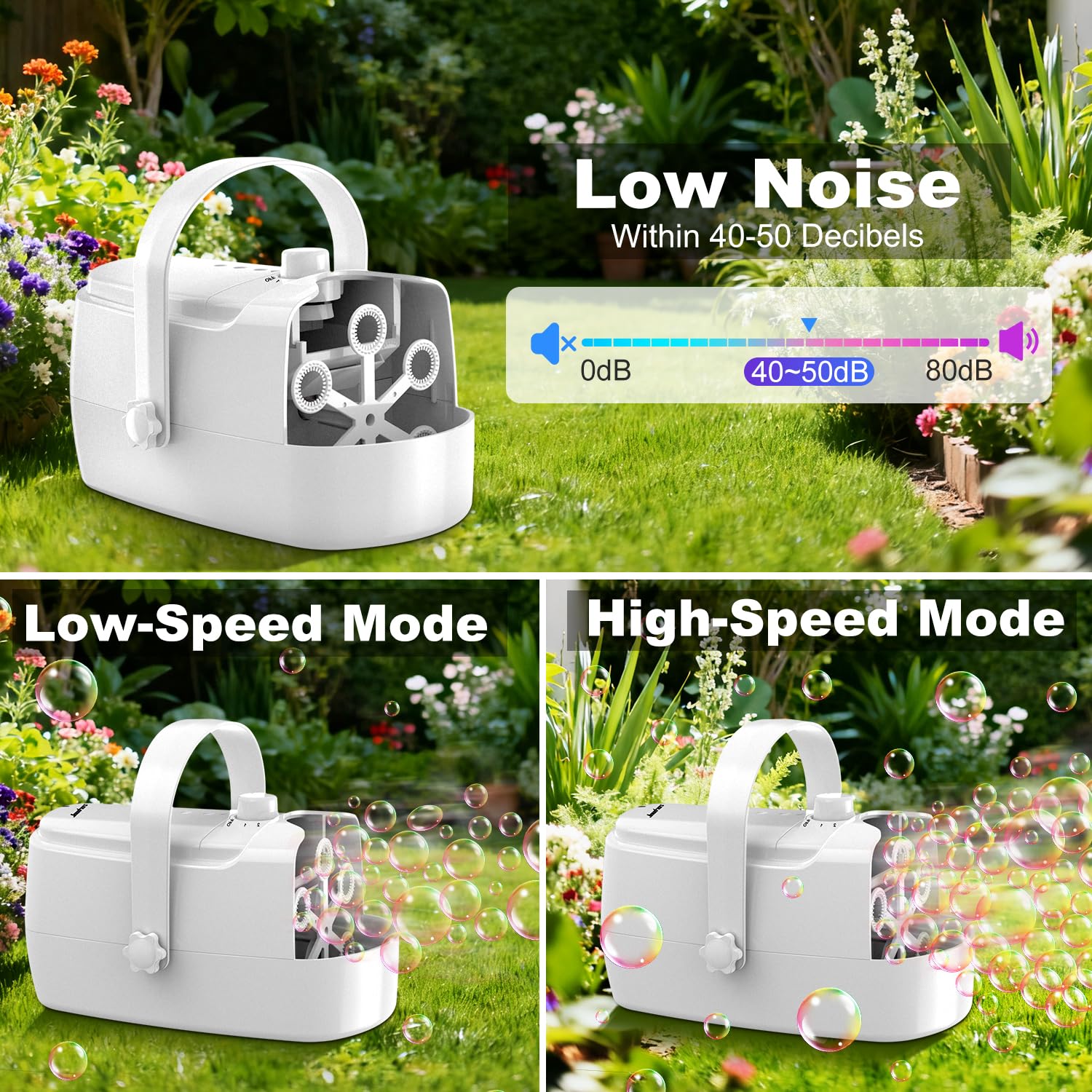 Zerhunt Durable Bubble Machine for Party: 3 Power Modes for Non-Stop Fun - 18000+ Bubbles Per Minute High Output 30 Mins Bubbles per Refill - Kids Safe Auto-Stop for Outdoor Backyard Birthday