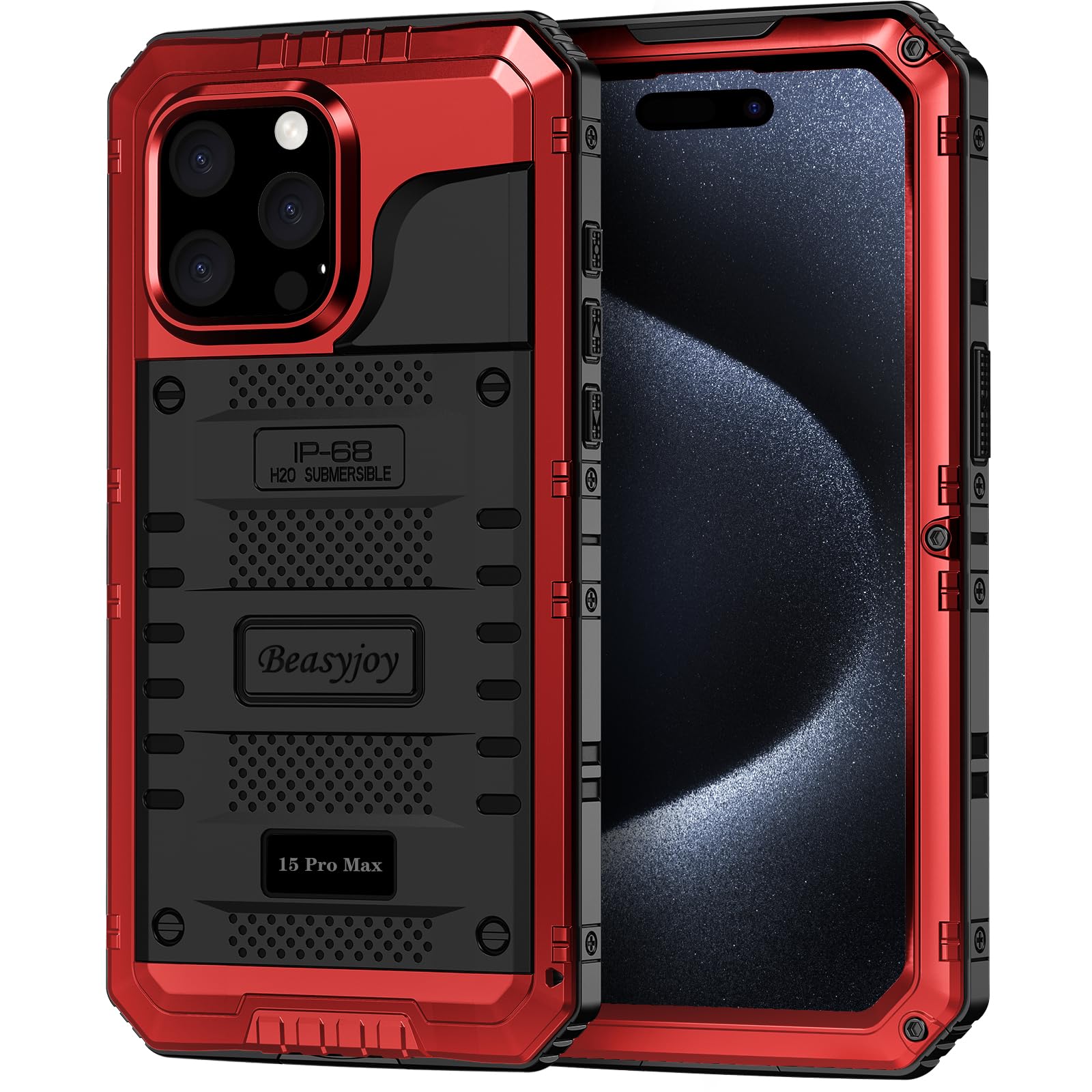 Beasyjoy for iPhone SE 2022/2020/ 8/7 Metal Case, Waterproof Heavy Duty Case with Screen Protector, Full Body Protection Military Grade Shockproof Defender Durable Sturdy Rugged Aluminum Cover, Black