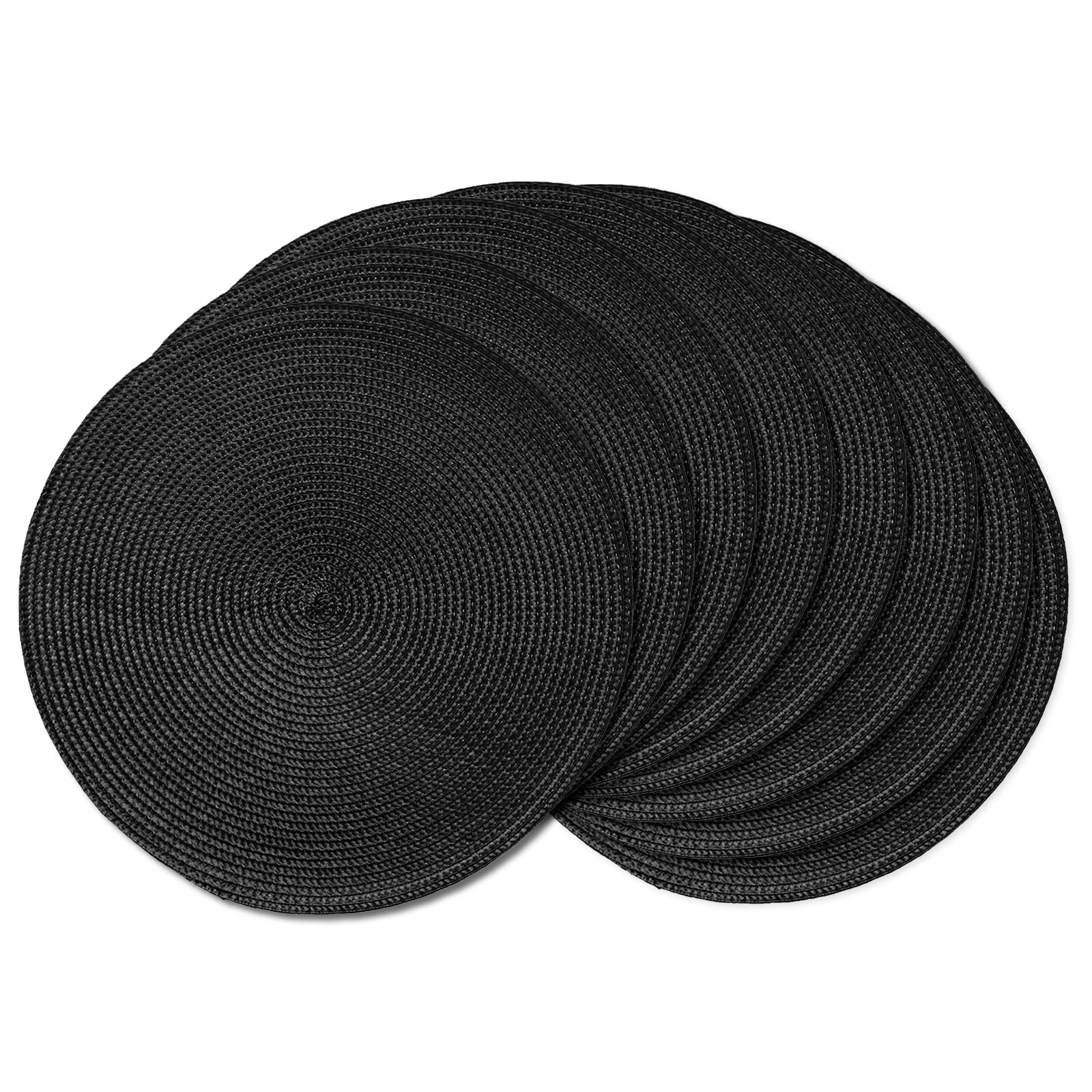 AHHFSMEI Round Placemats Set of 6 Heat Resistant Washable Non-Slip Woven Braided Table Mats for Dining Table Kitchen & Home Decor (Beige)