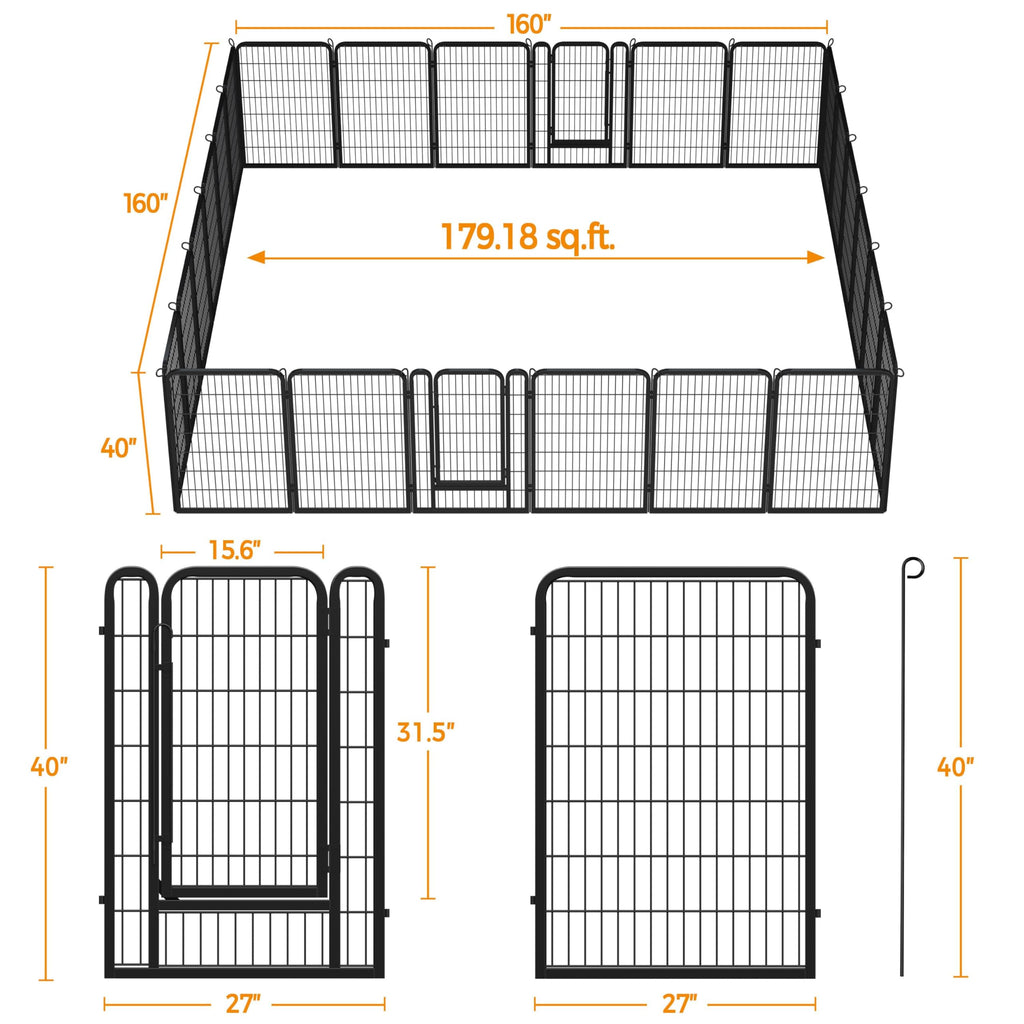 Yaheetech Dog Playpen, 24 inch 2 Panels Dog Pen for Indoor Heavy Duty Puppy Exercise Pen Metal Pet Fence for RV Camping/Yard/Garden