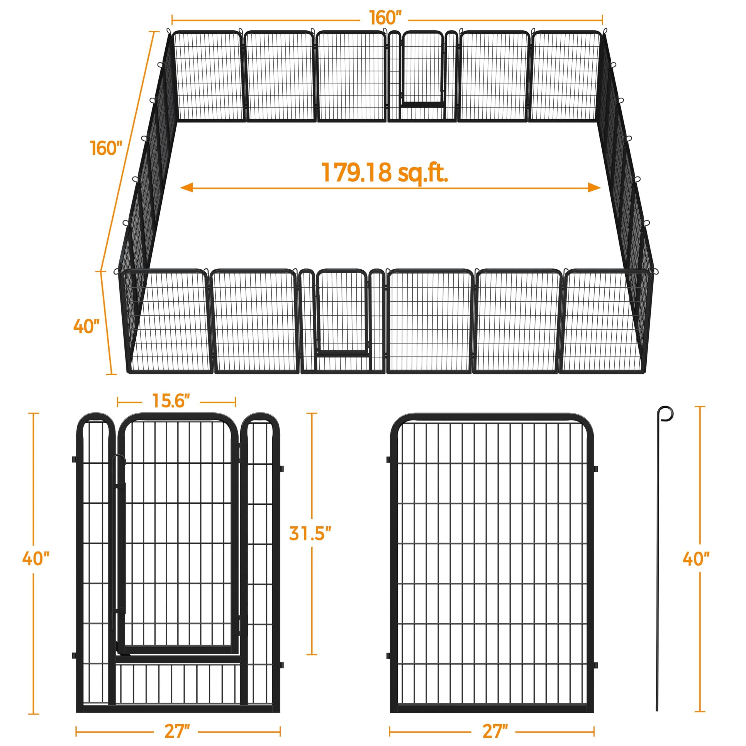 Yaheetech Dog Playpen, 24 inch 2 Panels Dog Pen for Indoor Heavy Duty Puppy Exercise Pen Metal Pet Fence for RV Camping/Yard/Garden