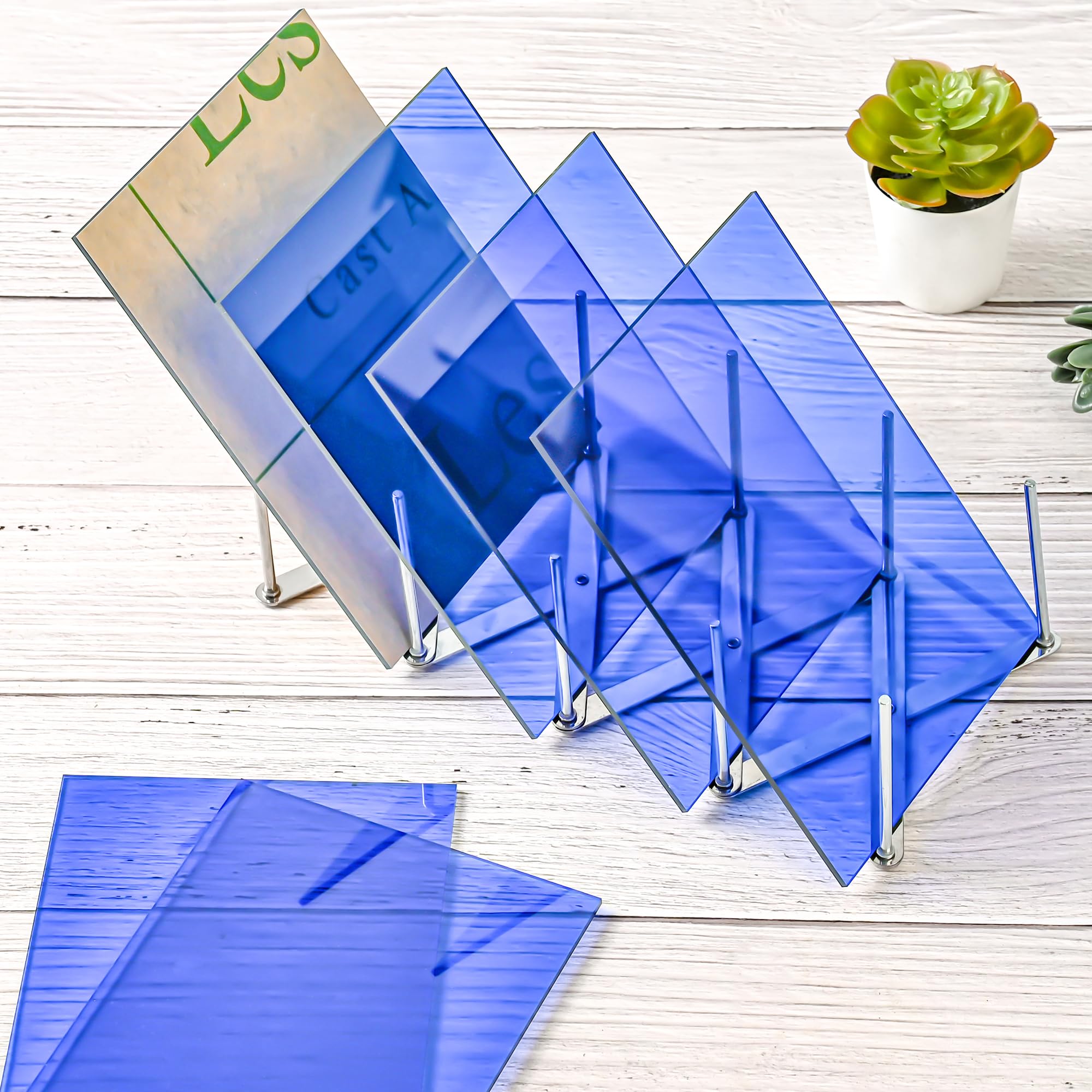 Lesnlok Blue Acrylic Sheets 1/8 inch Thick 3mm 6 Pack 3 x 5 Clear Plexiglass Sheets,for Sign,Craft,Painting,Laser Cutting,DIY Display Projects… (3"x 5", Blue, 6)