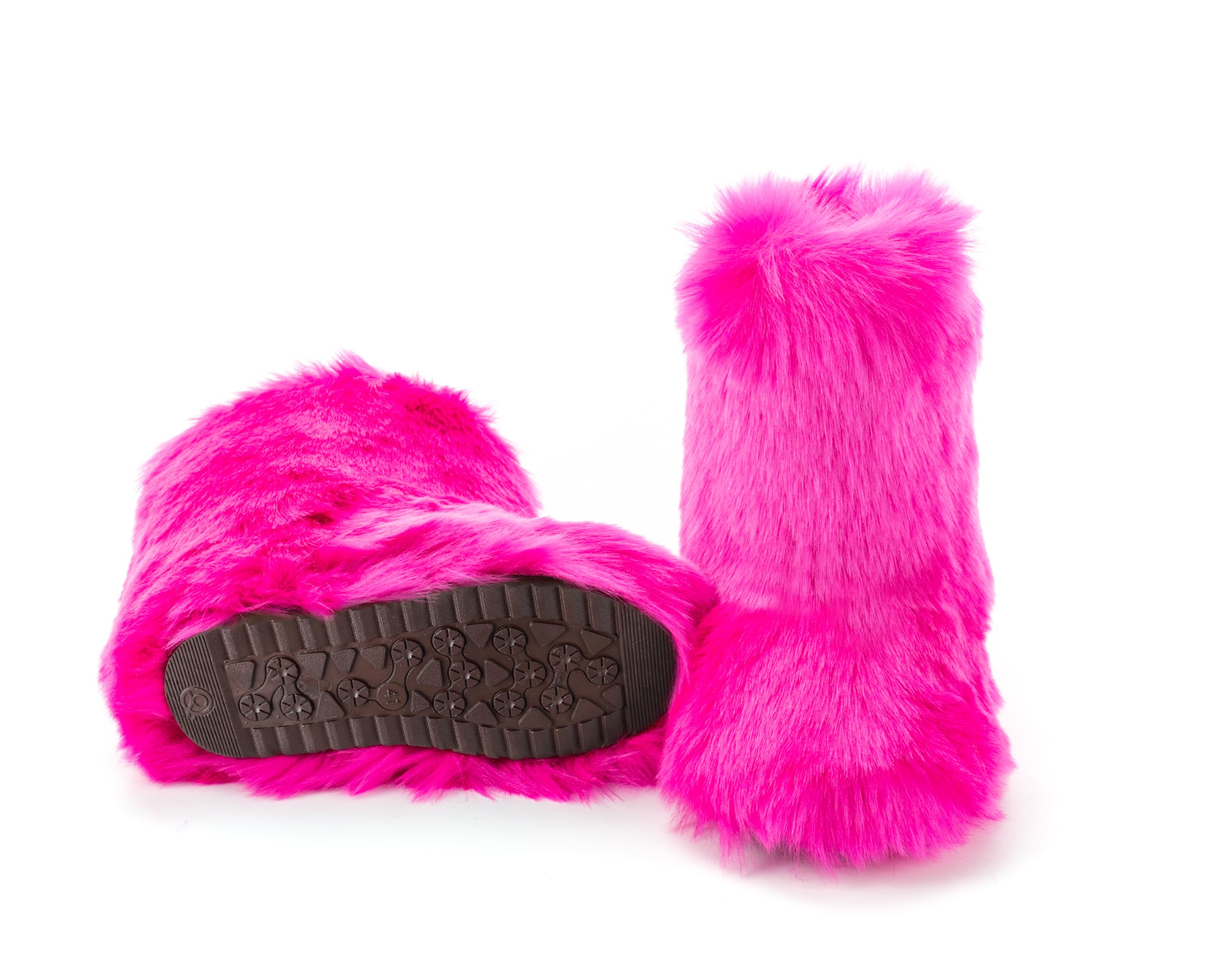 IXU Women's Faux Fur Boot Furry Fluffy Round Toe Suede Snow Winter Women Boots Comfy Plush Warm Short Outdoor Indoor Flat Shoes Mid-Calf Boots