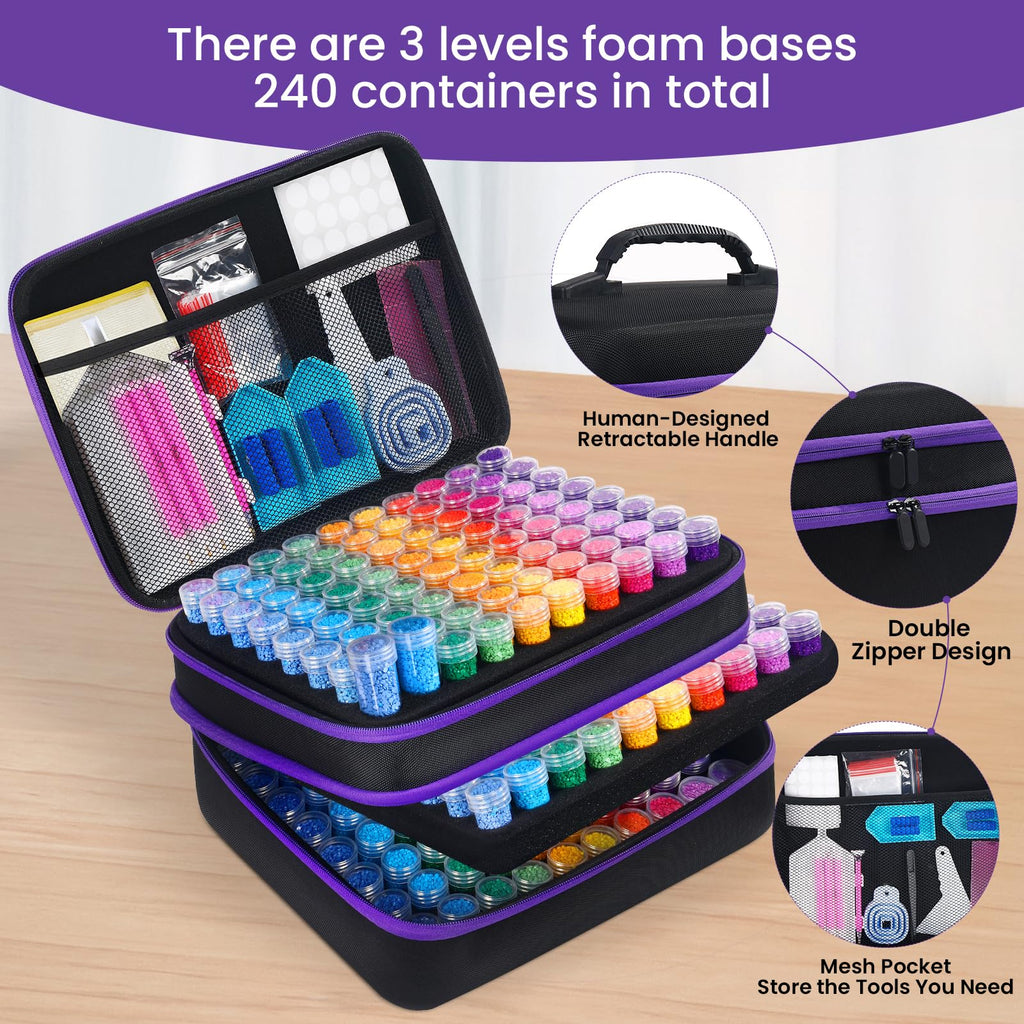 Douorgan Diamond Painting Storage Containers Portable Bead Organizer Shockproof Bead Art Storage Case Jewelry Beads Storage Box (30 Small Boxes)