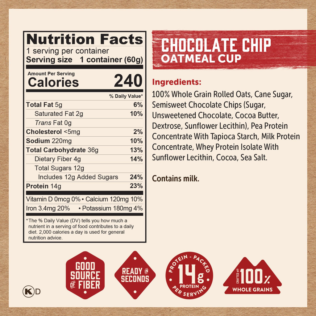 Kodiak Cakes Instant Protein Apple Cinnamon Oatmeal in a Cup, 2.12oz (Pack of 12)