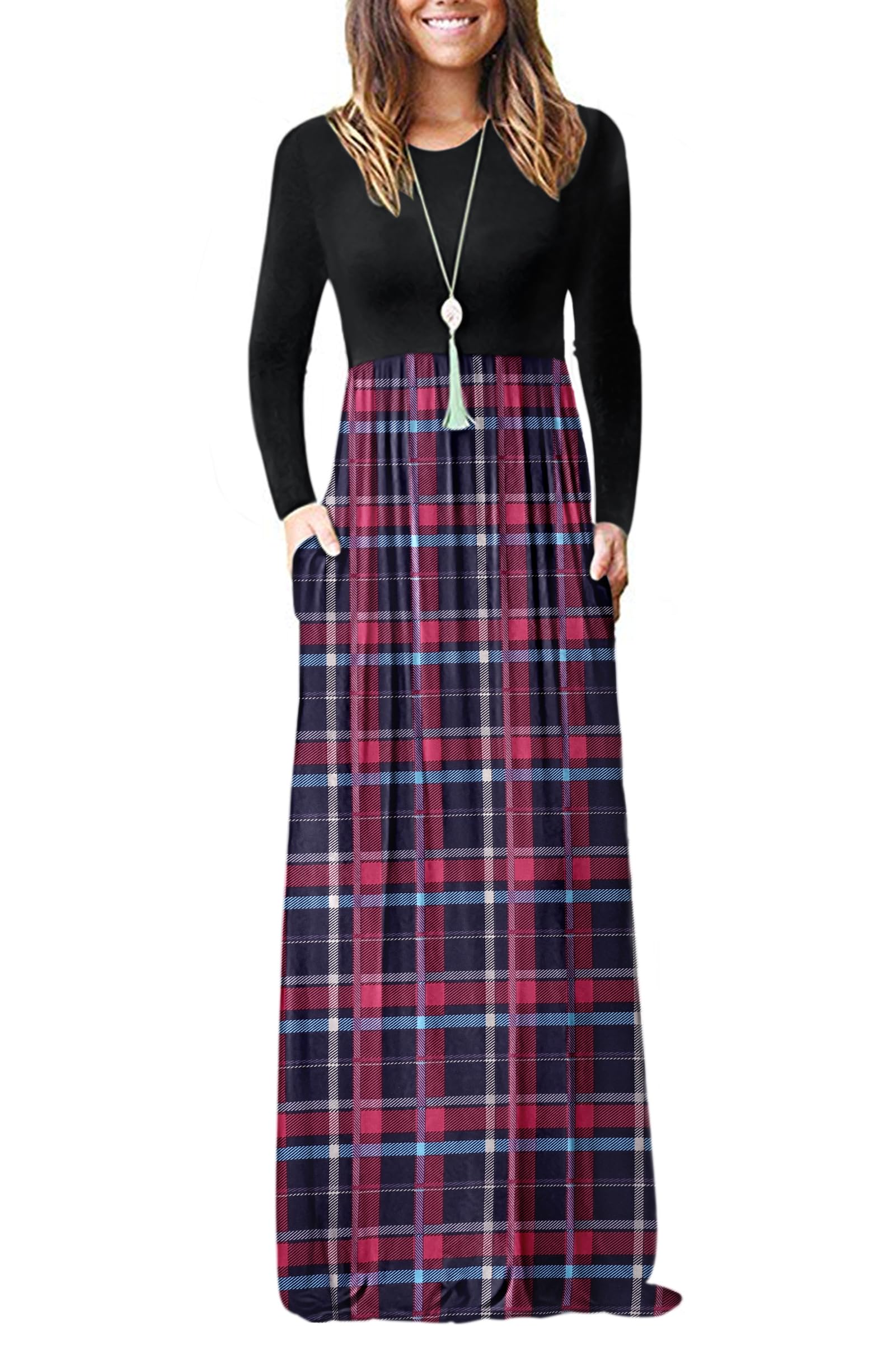 AUSELILY Women's Classic Long Sleeve Dress Loose Plain Long Casual Maxi Dresses with Pockets 2026