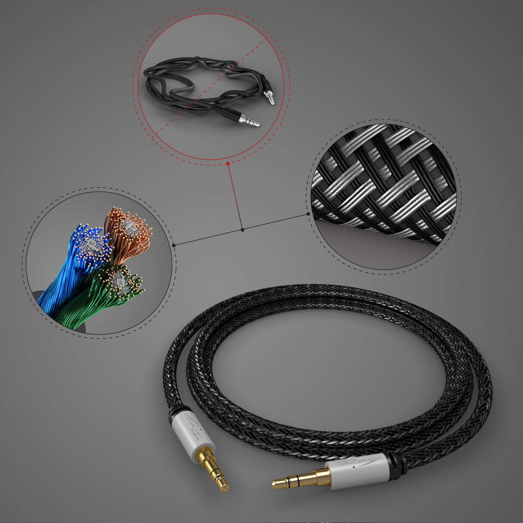 KabelDirekt – Aux Cable, Jack Cord & Audio 3.5mm Cable – 1ft – Available in 1.5-33ft – Suitable for Headphones – Mobile Phone – PC & Laptop Audio – Car – HiFi – Stereo, Black