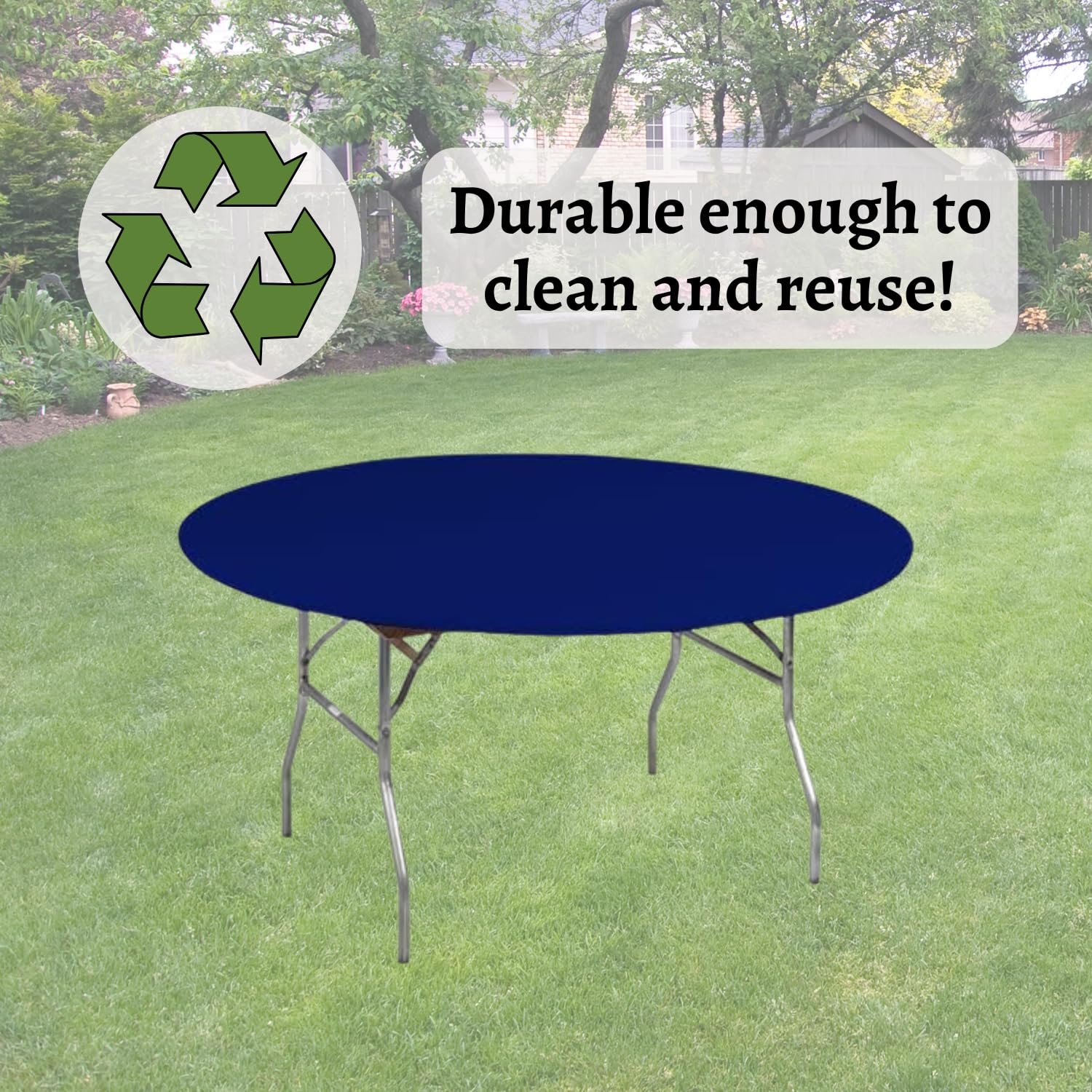 Kwik-Covers 60" Round Fitted Plastic Table Covers, 5 Pack (Black)