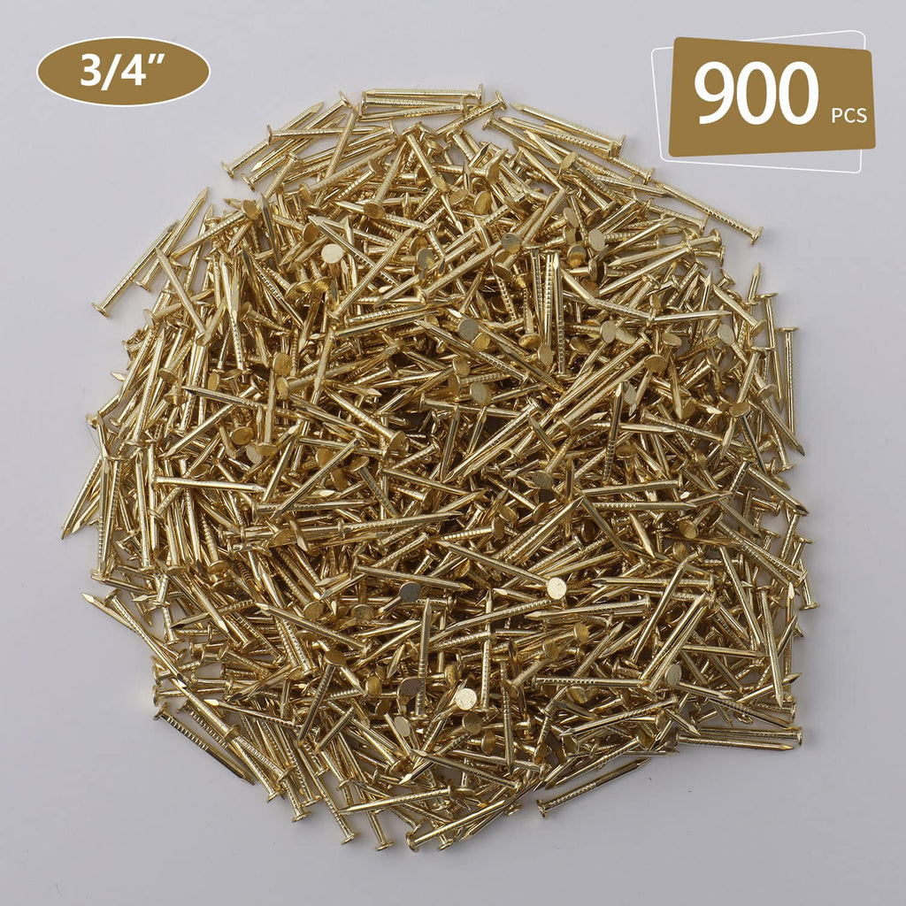 240pcs Gold Hardware Nails, 1-1/2” × 14 Ga Brass Plated Wood Nails, Nails for Hanging Wall Decor, Finishing Nails, Picture Hanging Nails, Wall Nails, Roofing Nails