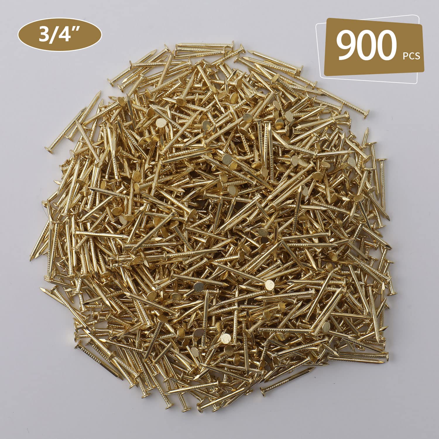 240pcs Gold Hardware Nails, 1-1/2” × 14 Ga Brass Plated Wood Nails, Nails for Hanging Wall Decor, Finishing Nails, Picture Hanging Nails, Wall Nails, Roofing Nails