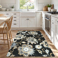 Lahome Floral Washable Area Rugs - 2x3 Non-Slip Small Entryway Rug Indoor, Throw Stain Resistant Kitchen Rugs Soft Black Paisley Print Bathroom Mats DoorMat Carpet for Bedroom Laundry Living Room Sink