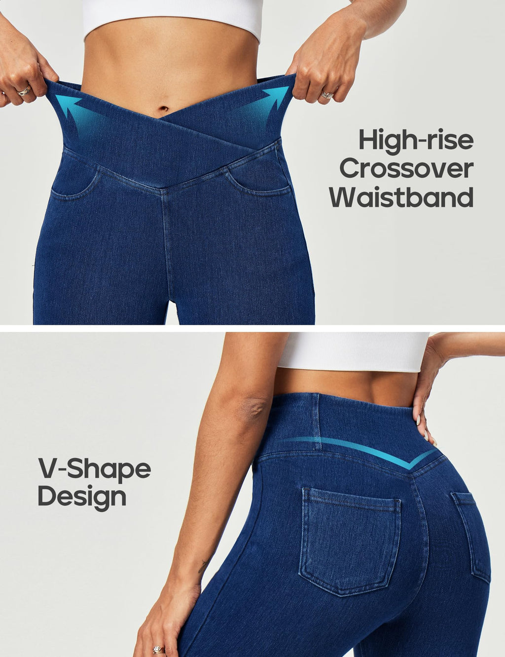Heathyoga Stretchy Jeans for Women Trendy High Waist Pull On Jeggings Tummy Control Womens Skinny Jeans Leggings with Pockets