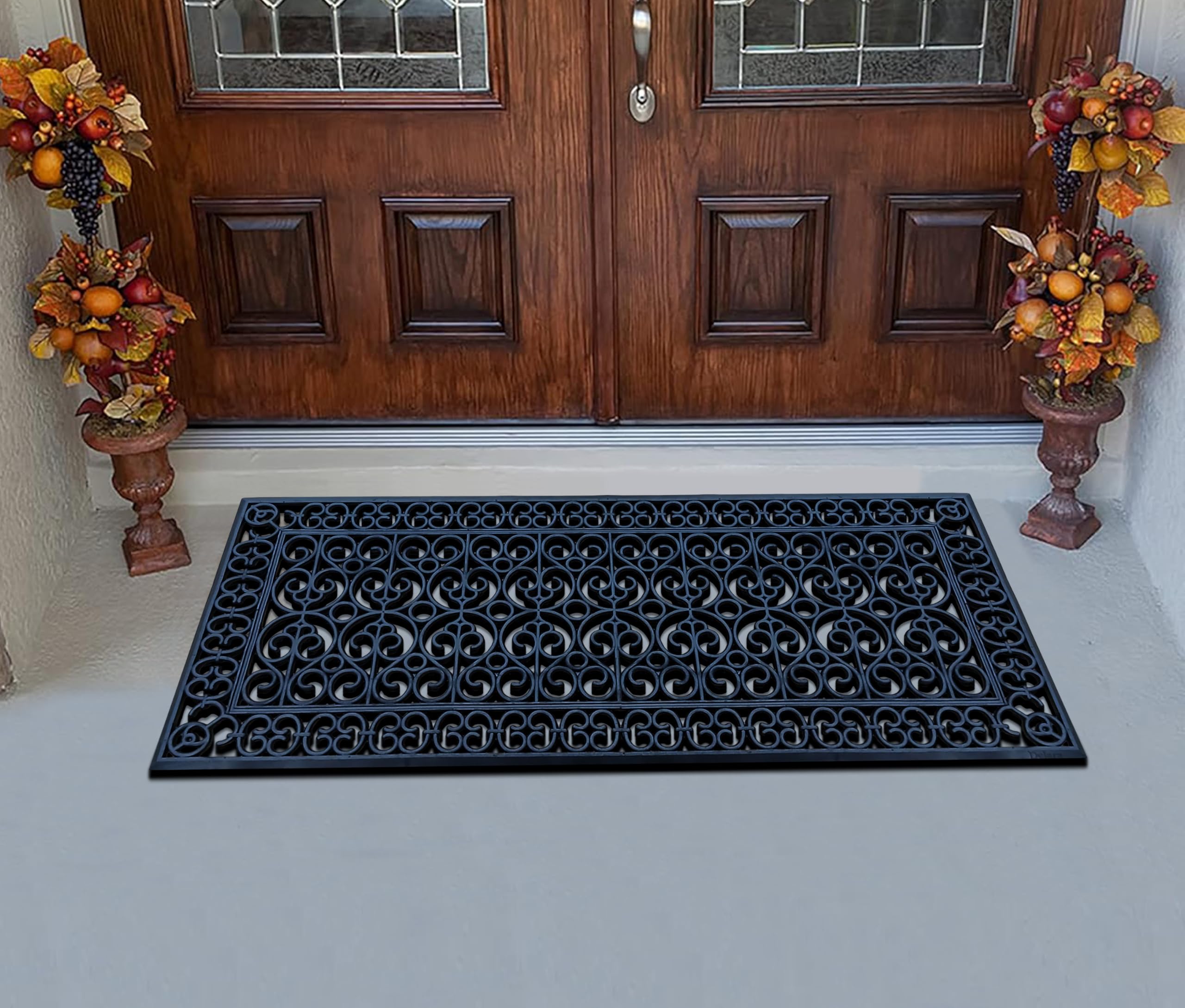 A1 Home Collections 19-LB Heavy Duty Rubber Doormat 24"×57" - Won't Blow Away | Outside Front Door Mat, Mud Dirt Scraper, Non-Slip Drainage Mat for Entryway Patio Garage, All-Weather, 100% Rubber Mats