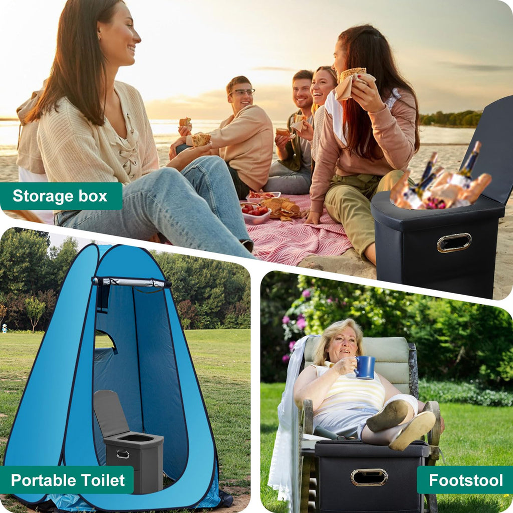 Ann Katy Upgrade XL Portable Toilet for Adults, Extra Large Portable Travel Floding Toilet, Camping Tall Toilets with Lid for Adults and Kids Compact Potty for Car,Hiking,Beach and Camping