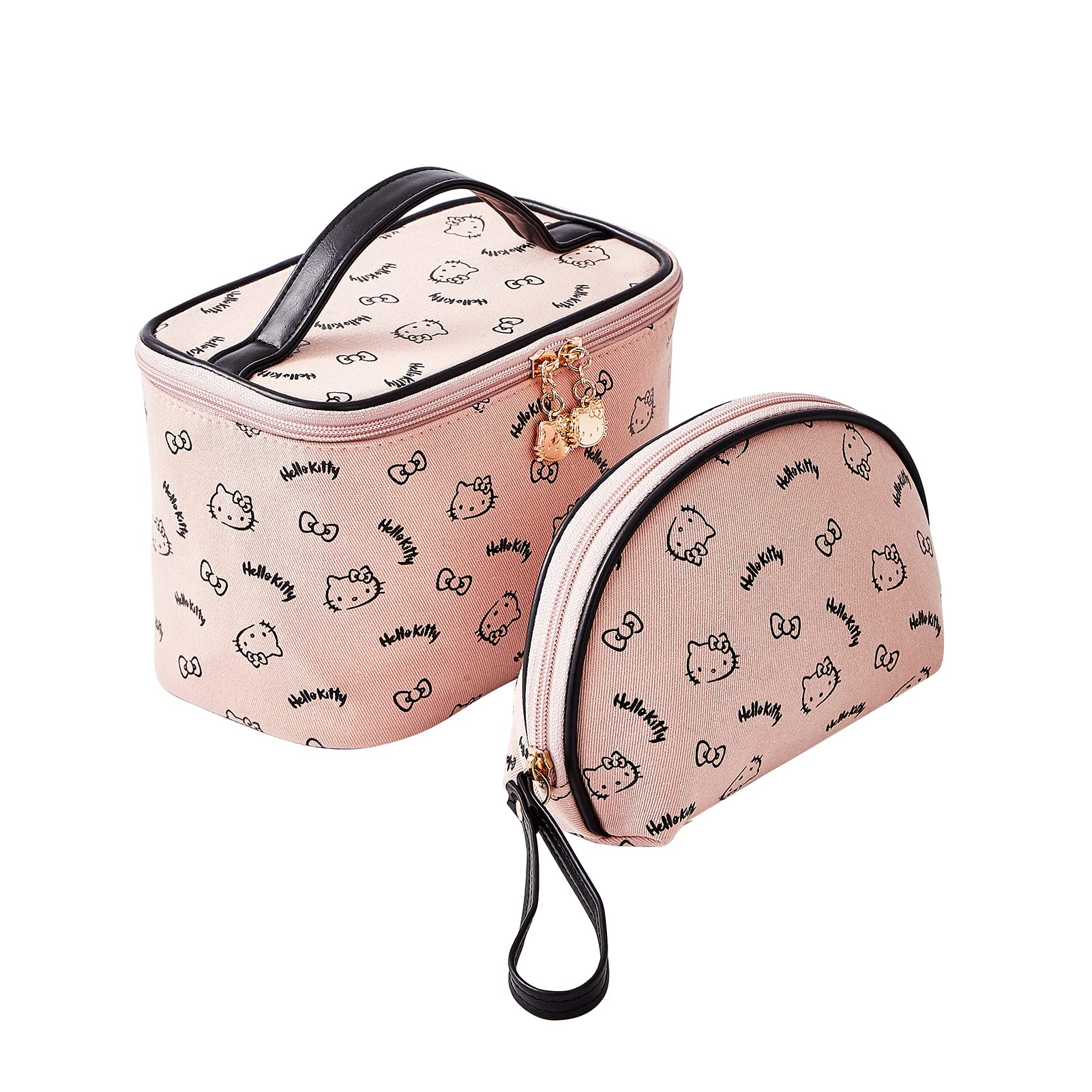 AmBealla Makeup Bag Large Waterproof Cosmetic Bags with Makeup Brush Holder,Cute Printed Makeup Organizer for Women Traveling,Portable Toiletry Bag for Girls