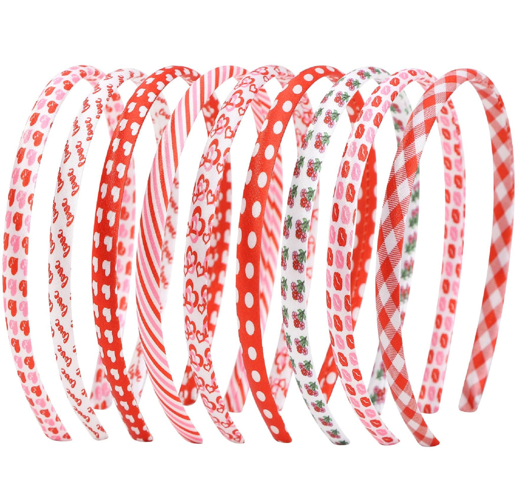 Fishdown Headbands for Girls 12Pcs Thin Head Bands for Girls Hairbands for Toddler Floral Cloth Fabric Covered Headband Birthday Party Favors