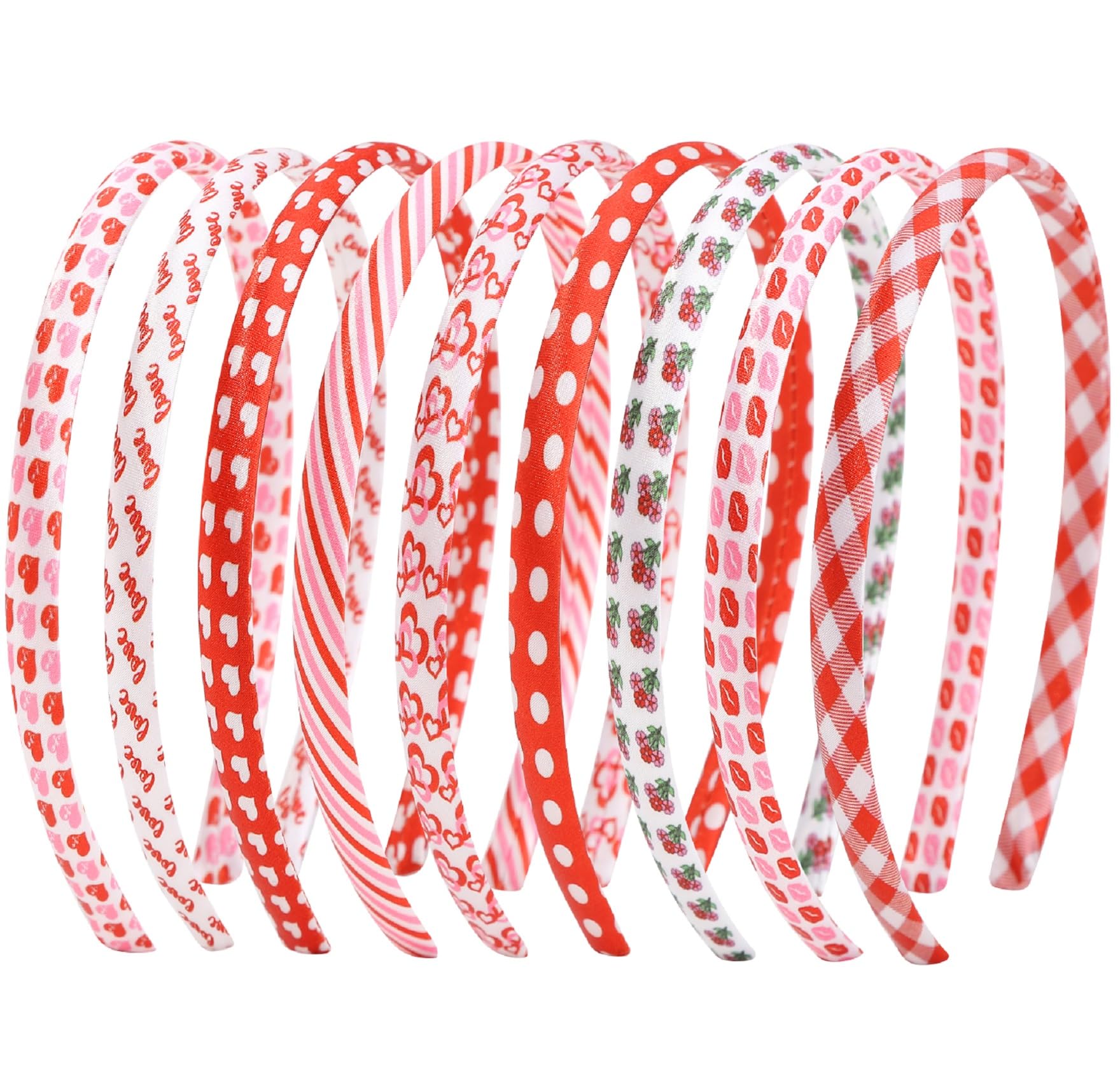 Fishdown Headbands for Girls 12Pcs Thin Head Bands for Girls Hairbands for Toddler Floral Cloth Fabric Covered Headband Birthday Party Favors