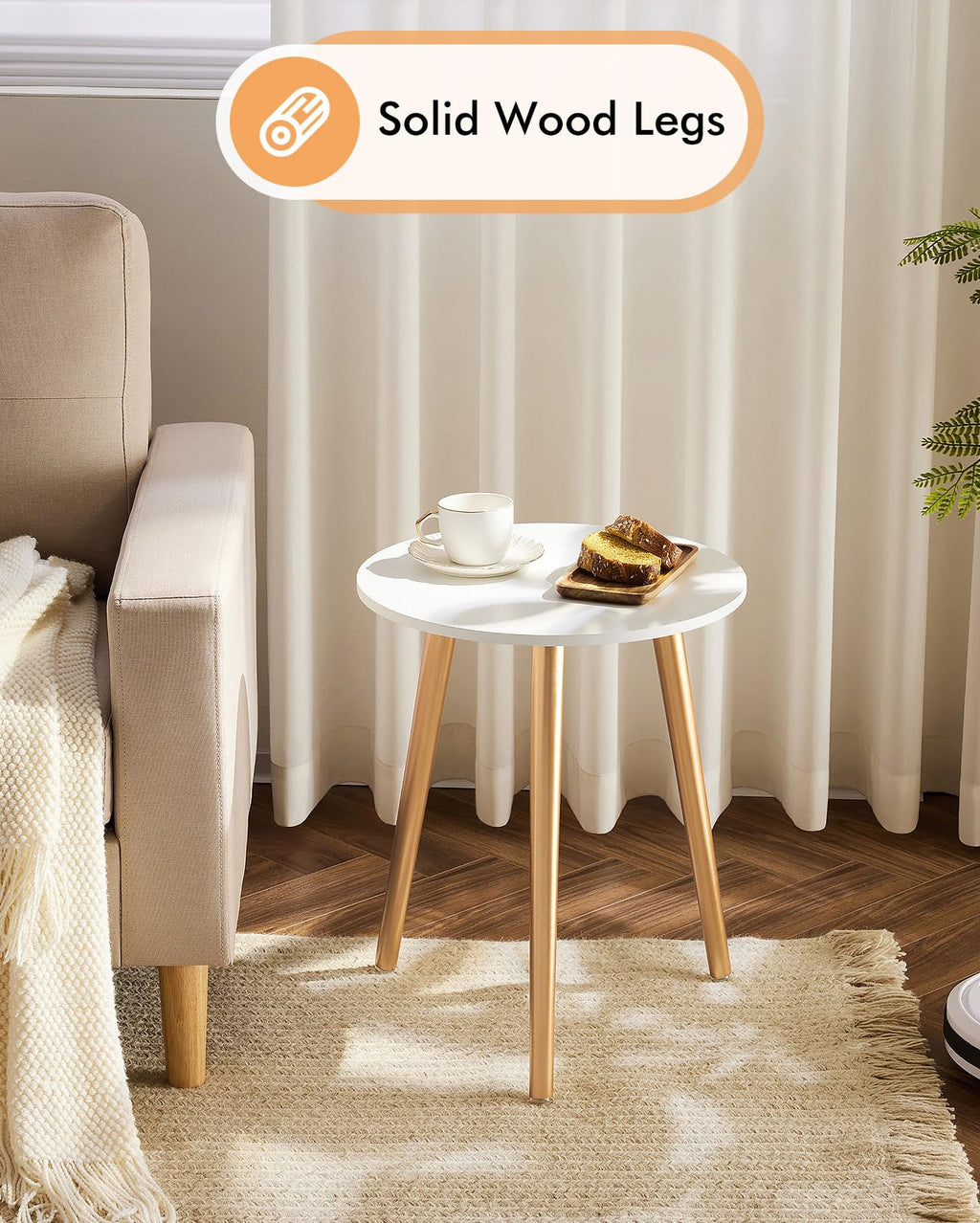 Apicizon Black Round Side Table, Black End Table Bedside Table Nursery with Wood Legs, Nightstand for Living Room, Bedroom, 16.5 x 20.5 Inches