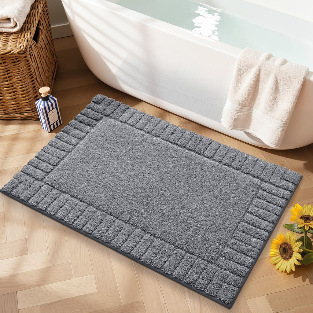 LUMI Bathroom Rugs Non Slip with Rubber Backing, Extra Soft Plush Microfiber Bath Rug Absorbent, Machine Washable Bath Mat Quick Dry for Tub, Shower, Hotel, Beige, 16"x24"