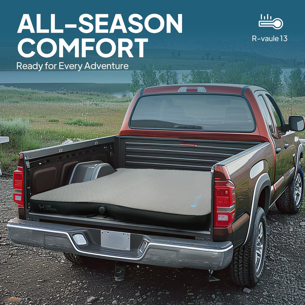 Lost Horizon Truck Bed Camping Air Mattress with Foam, Self Inflating Sleeping Pad for Tacoma 5FT with Pump Sack, 4.5" Thick