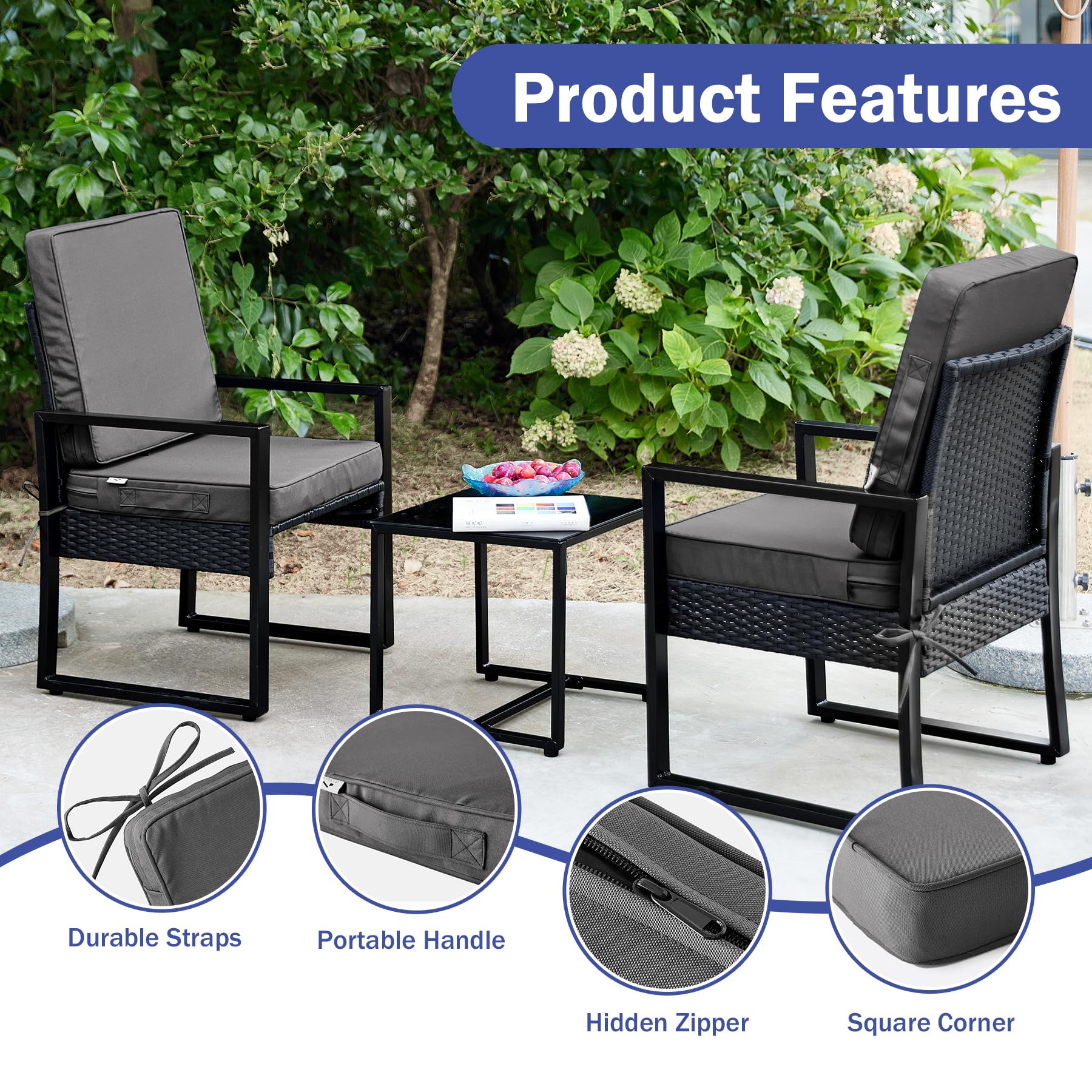 IPYNBAP Outdoor Cushions, Outdoor Chair Cushions 22x22x3 Inch, Cushions for Outdoor Furniture with Removable Cover, Waterproof & Fade Resistant Outdoor Seat Cushions for Patio, Lawn, Beige