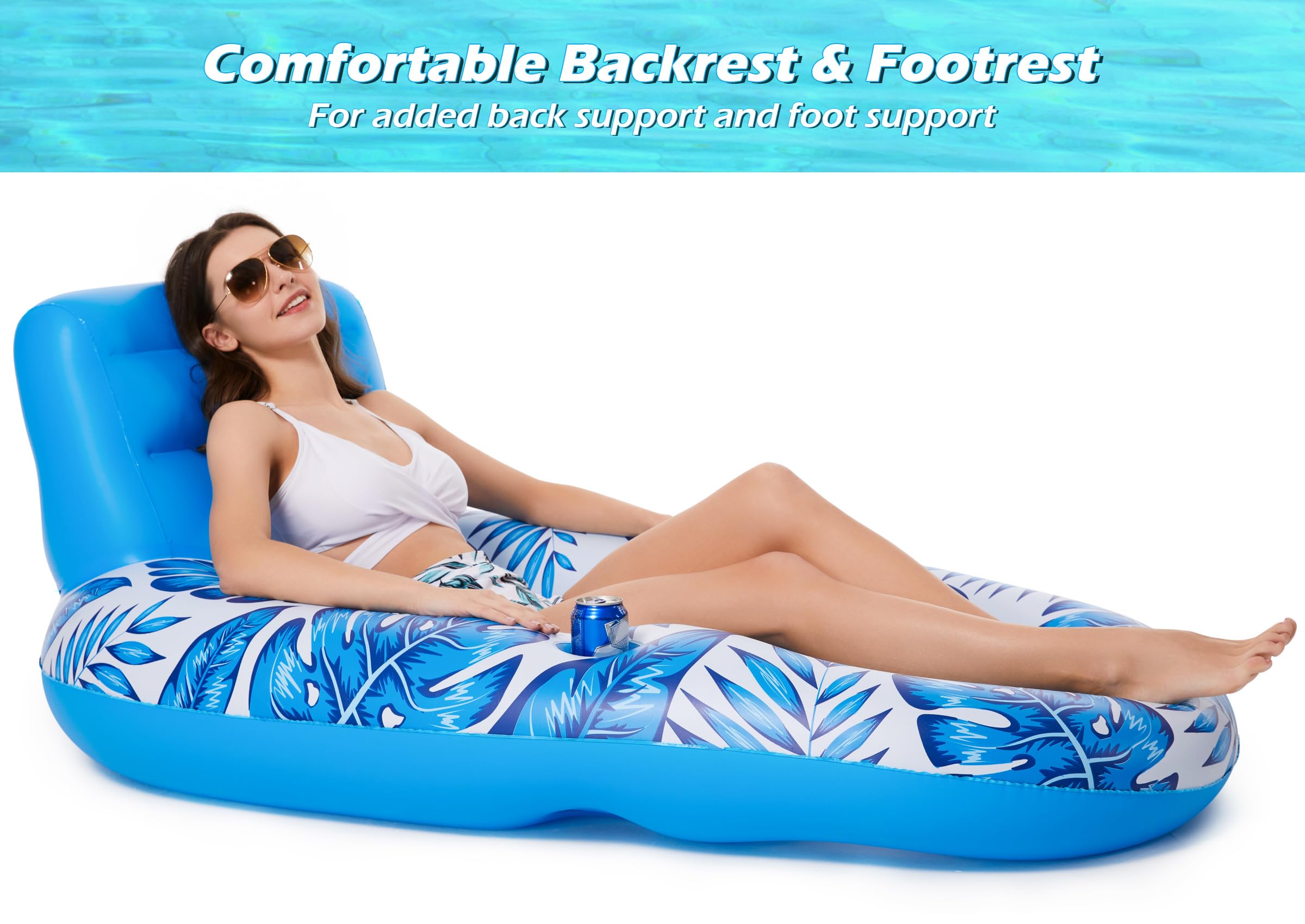Jasonwell Inflatable Pool Float Adult - Pool Floaties Lounger Floats Raft Floating Chair Water Floaties for Swimming Pool Lake Lounge Float with Cup Holders Beach Pool Party Toys for Adults