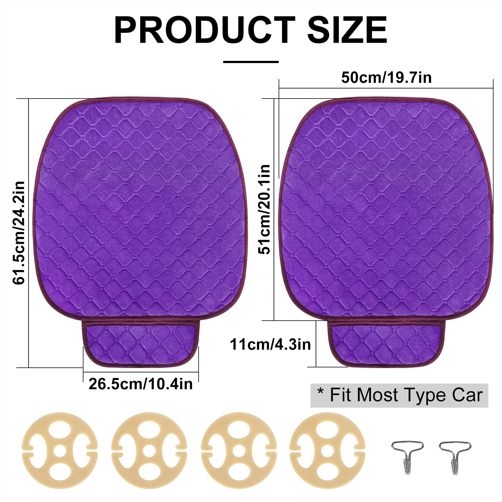 surpassme Comfortable Car Seat Covers Universal Front Seat Covers for Car Accessories, Padded Car Interior Covers for Automotive, SUV, Truck, and Van(Black)